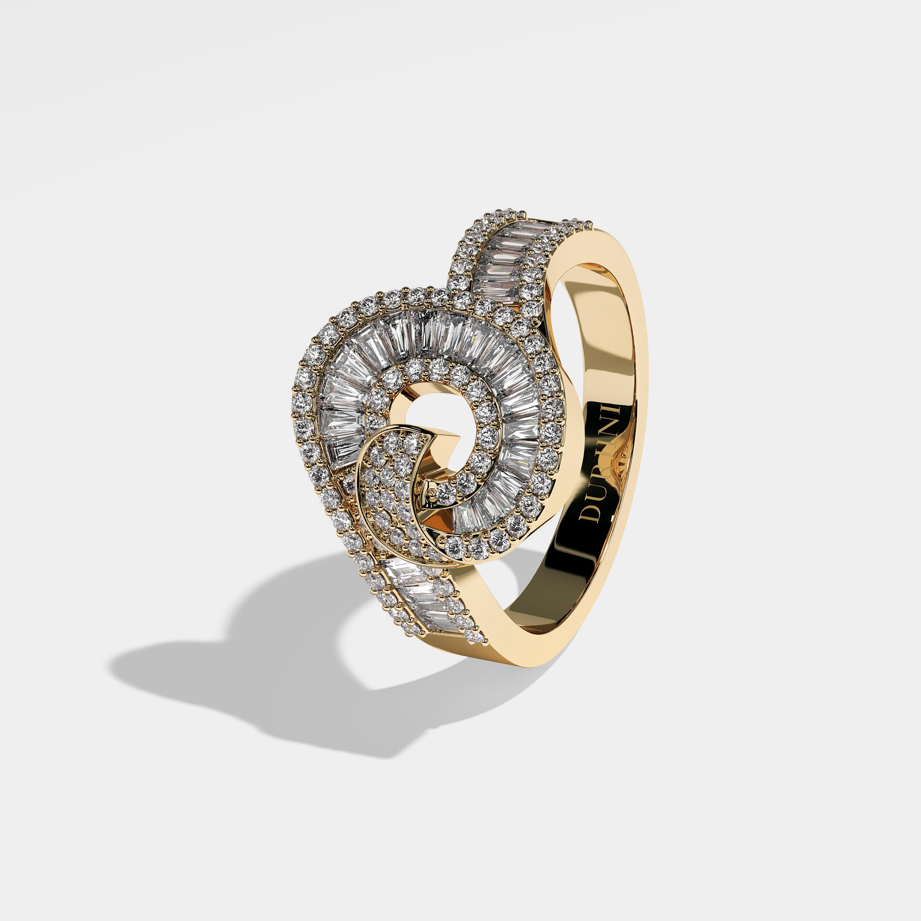 Left View – Kurbãni Durjini Mirrage Diamond Baguette Cut Ring Yellow Gold