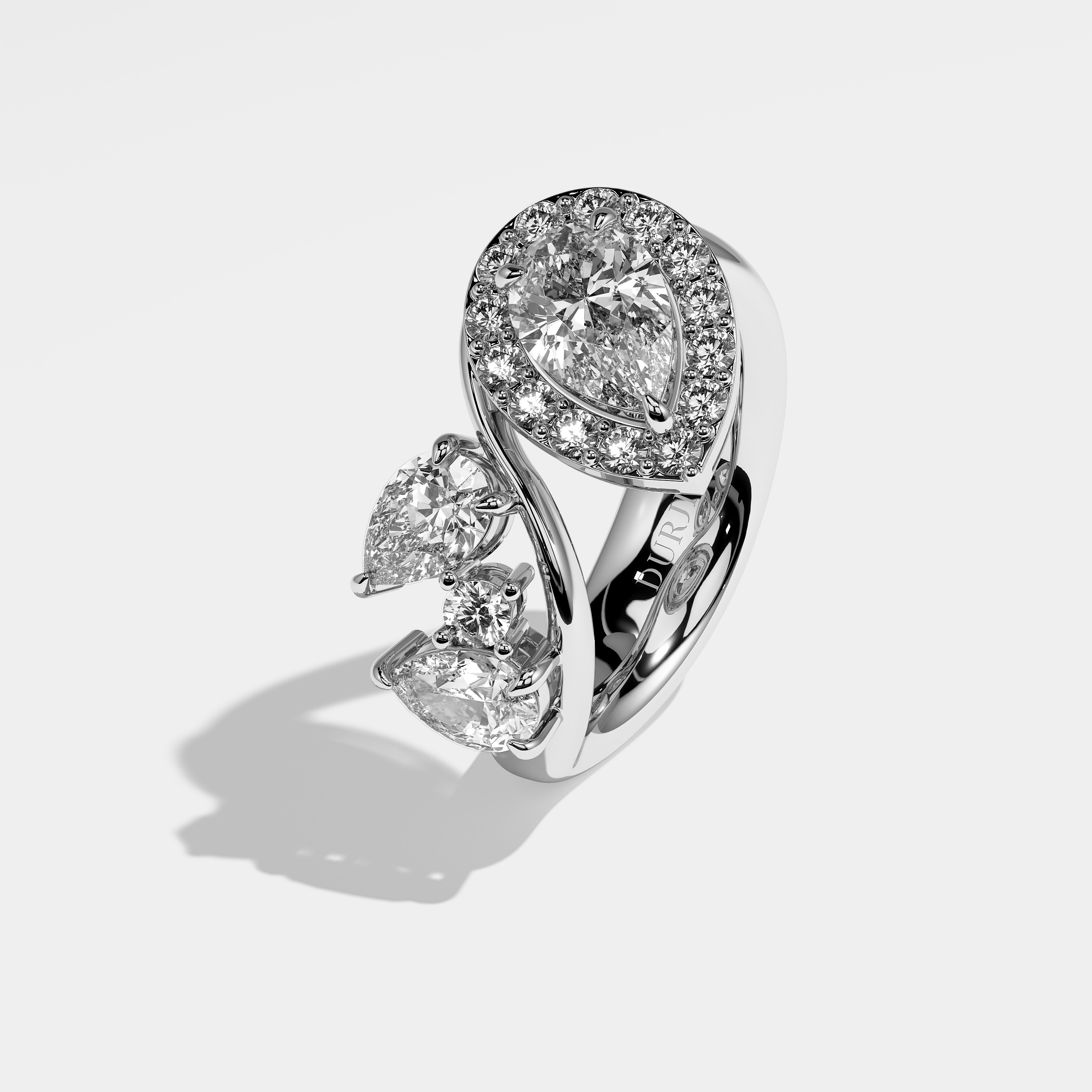 Left View – Kurbãni Durjini Mirabel Diamond Pear Engagement Ring White Gold