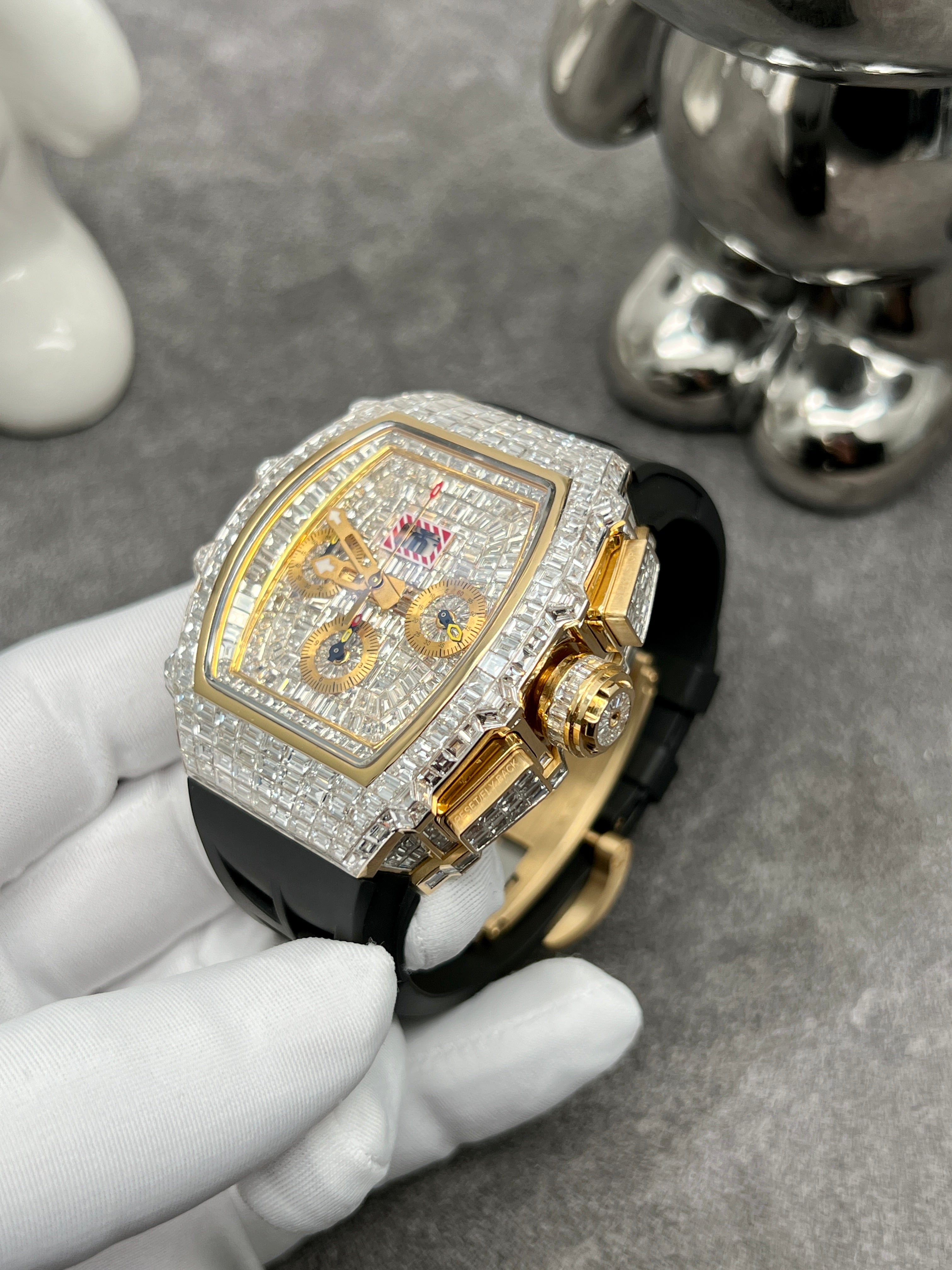 RM 011 Design Iced Out Diamonds Watch