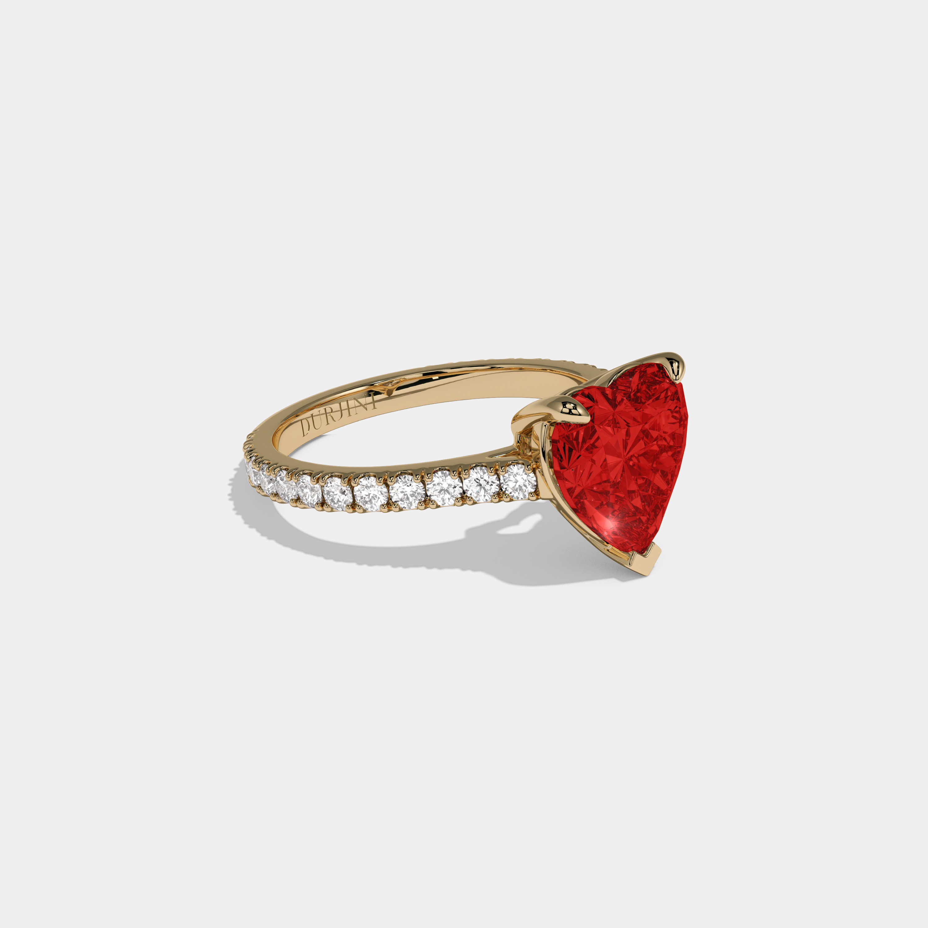 Eleanor Fancy Red Heart Cut Diamond Engagement Ring 7ct 18K Yellow Gold