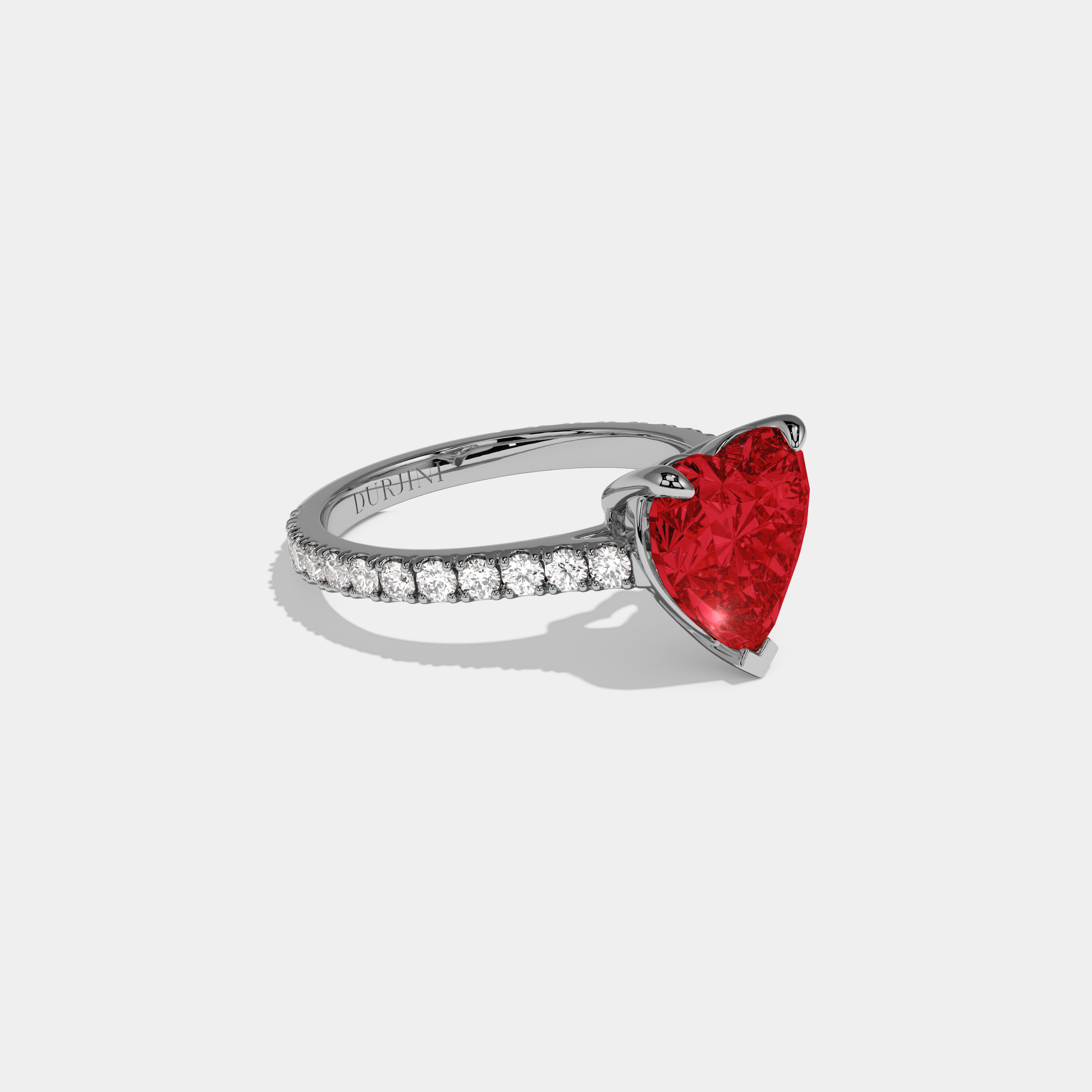 Anne Fancy Red Heart Cut Diamond Engagement Ring 7ct 18K White Gold