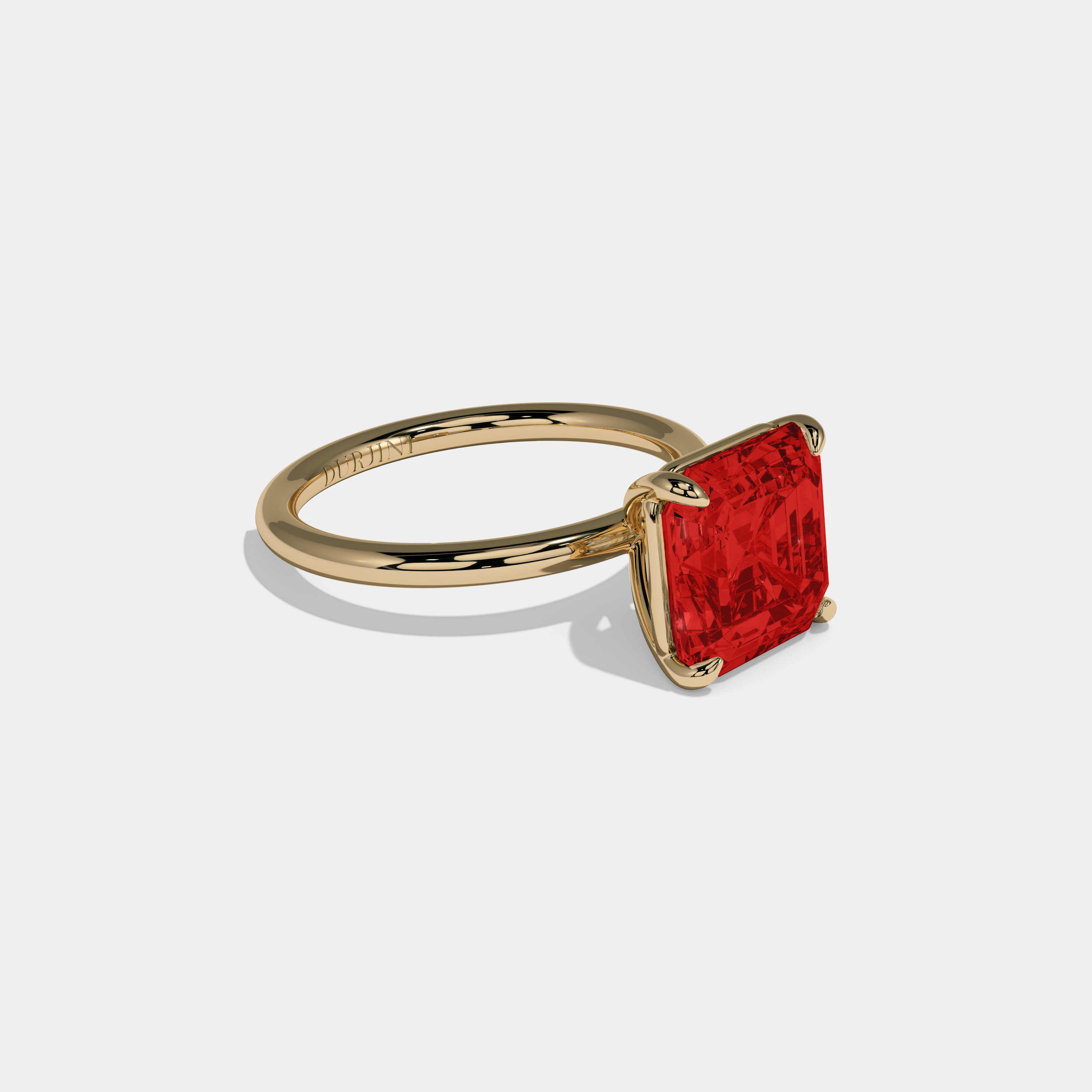 Philippa Fancy Red Asscher Cut Diamond Plain Band Engagement Ring 6ct 18k Yellow Gold
