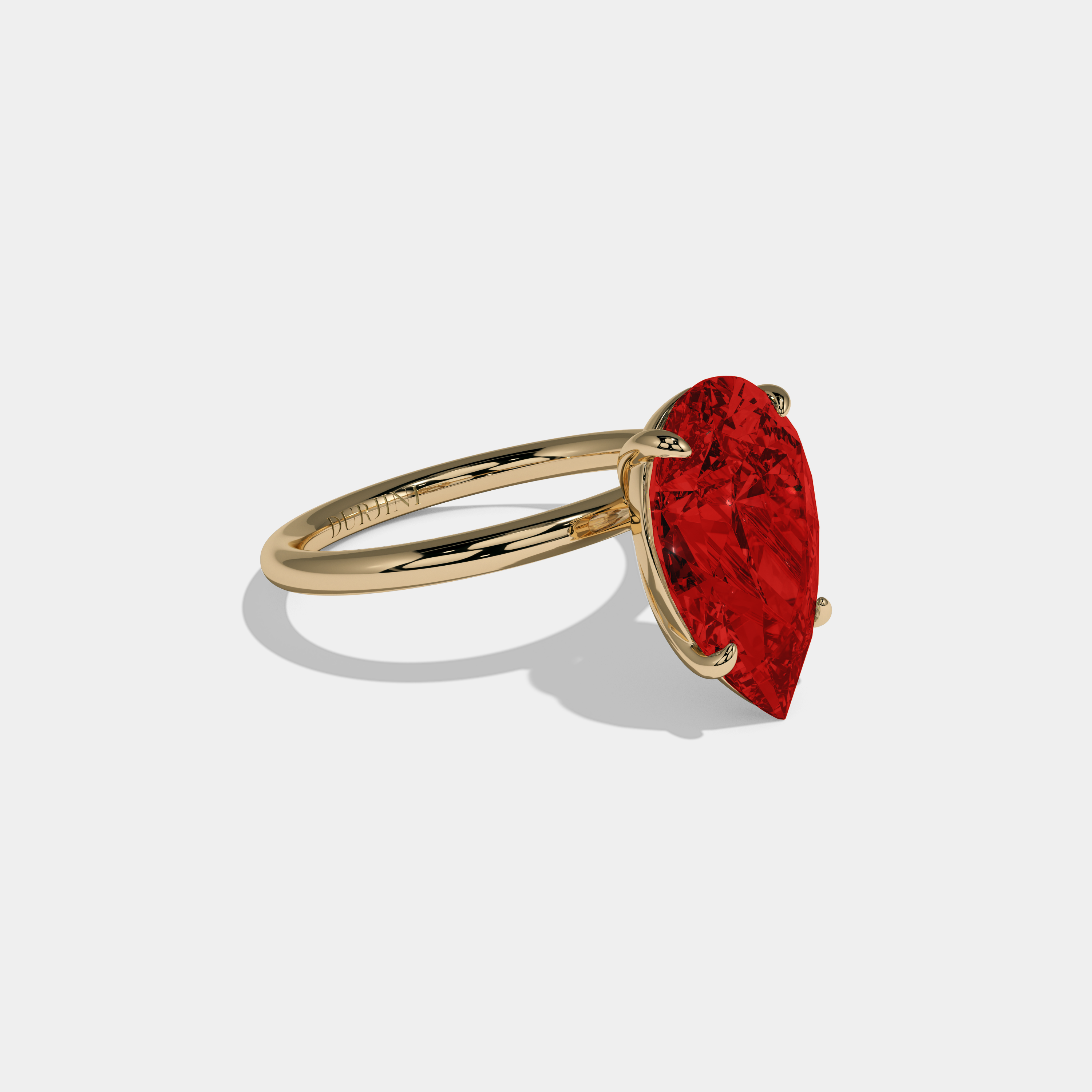 Georgiana Fancy Red Pear Cut Diamond Plain Band Engagement Ring 6ct 18K Yellow Gold