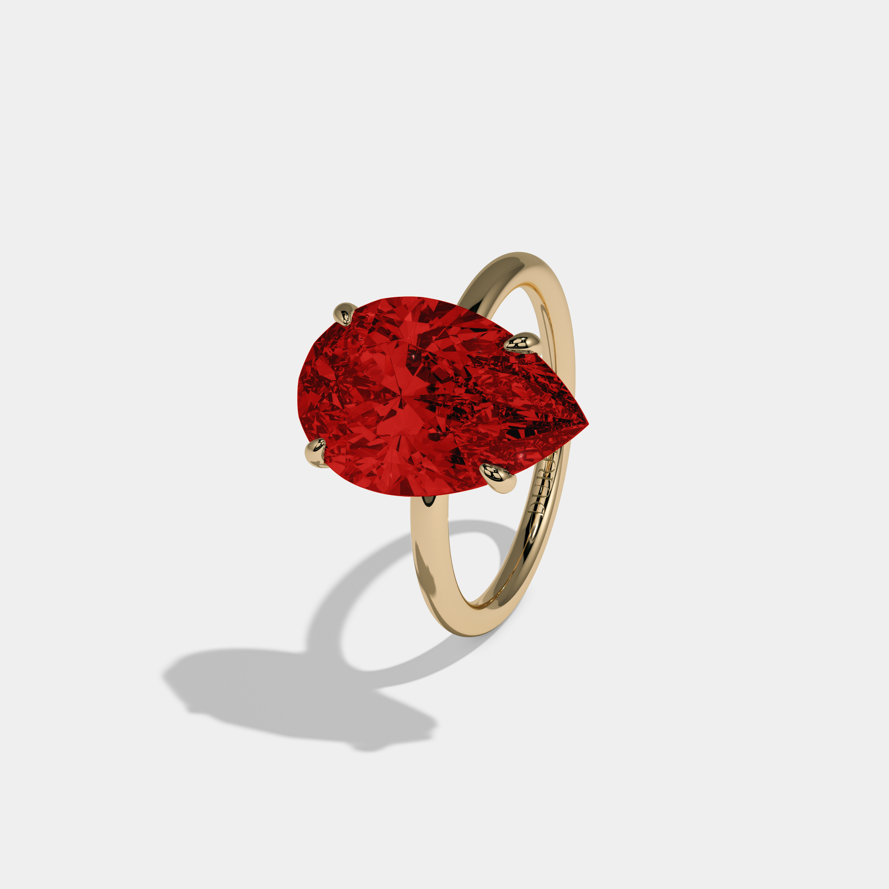 Georgiana Fancy Red Pear Cut Diamond Plain Band Engagement Ring 6ct 18K Yellow Gold