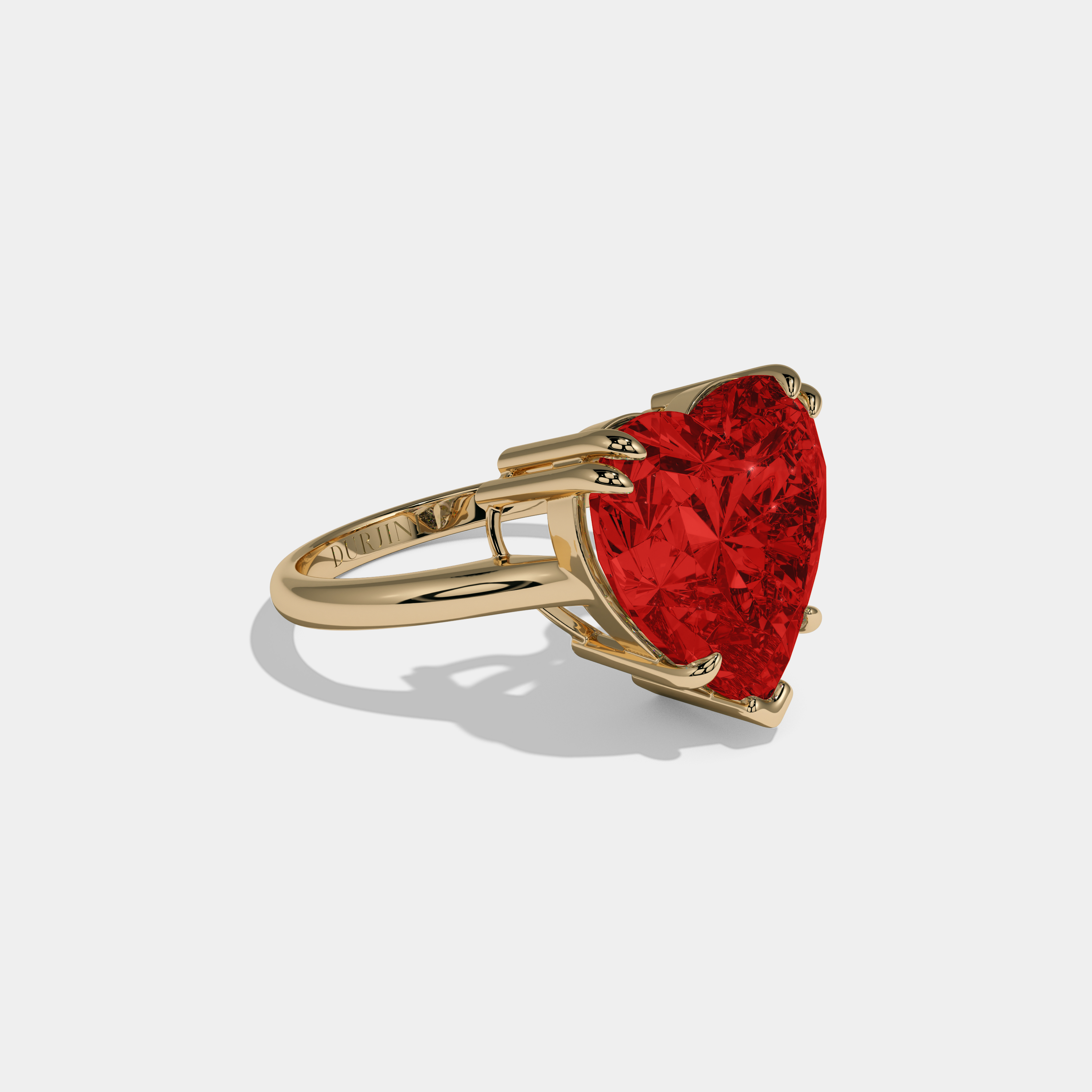Eleanor Fancy Red Heart Brilliant Cut Diamond Plain Band Engagement Ring 6ct 18K Yellow Gold