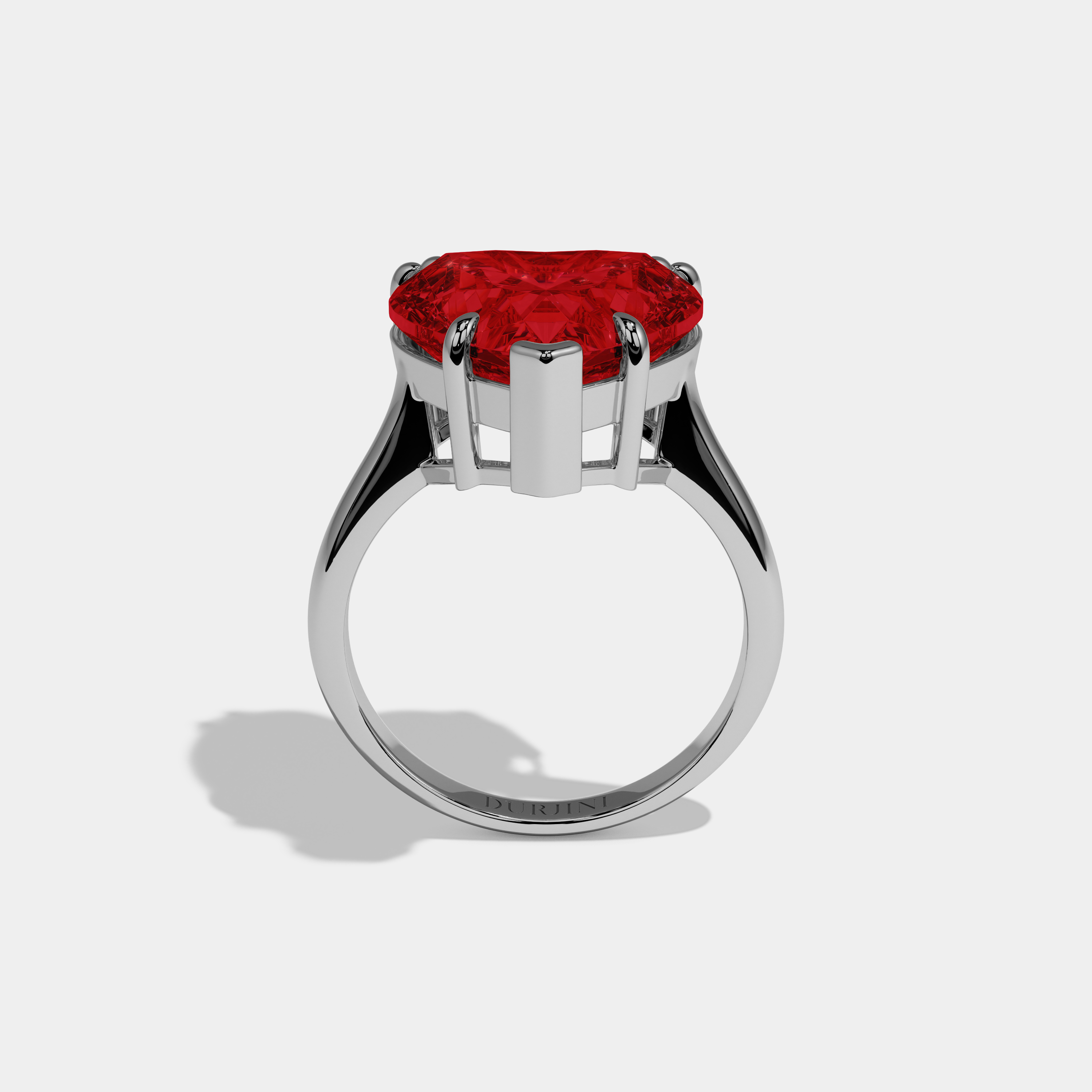 Amelia Fancy Red Heart Brilliant Cut Diamond Plain Band Engagement Ring 6ct 18K White Gold