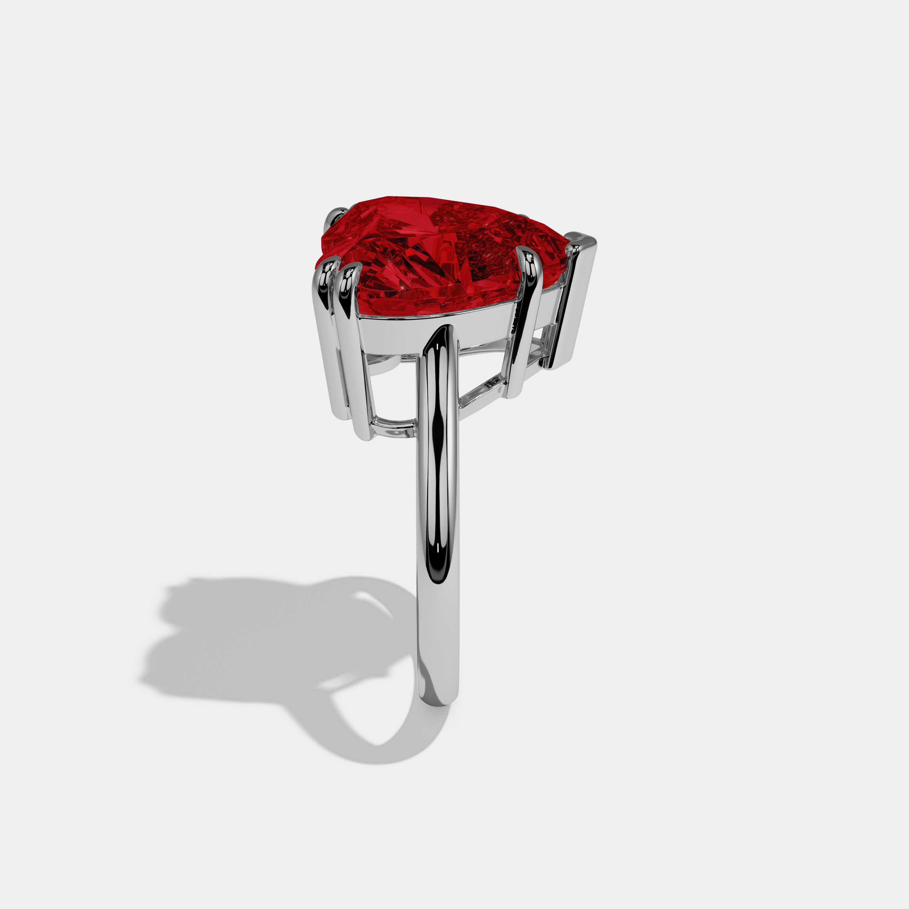 Amelia Fancy Red Heart Brilliant Cut Diamond Plain Band Engagement Ring 6ct 18K White Gold
