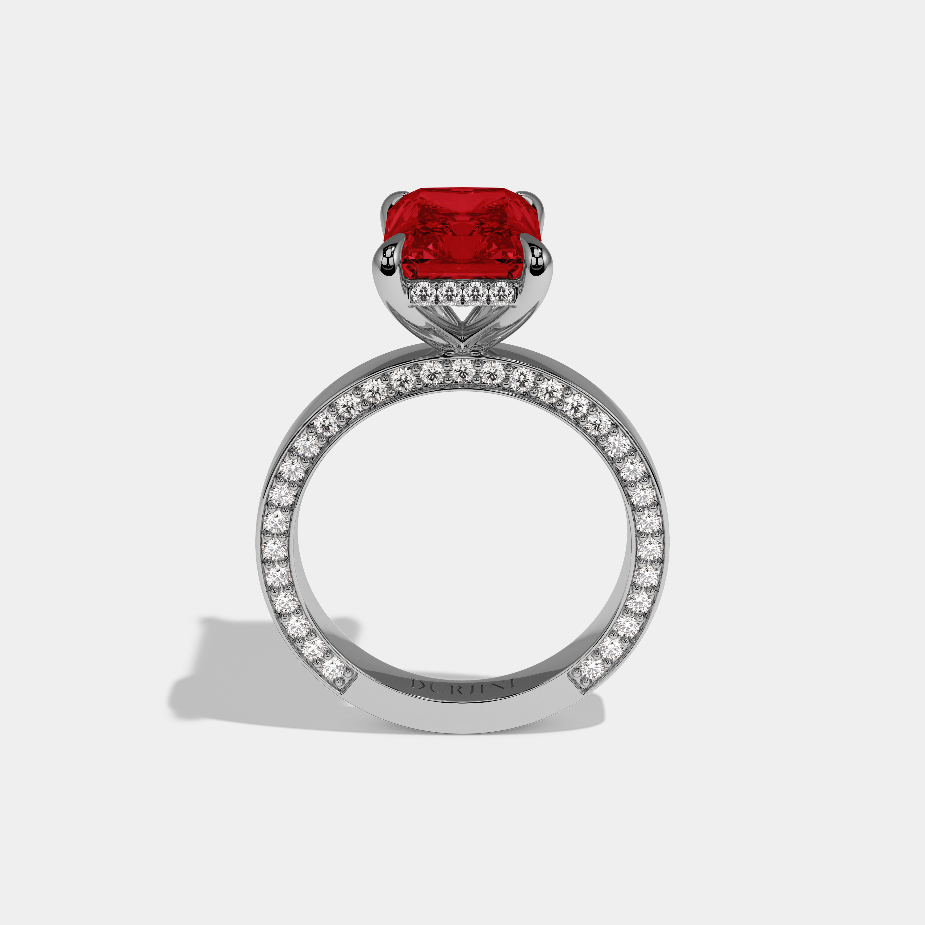 Eleanor Fancy Red Radiant Cut Diamond Hidden Band Engagement Ring 6ct 18K White Gold