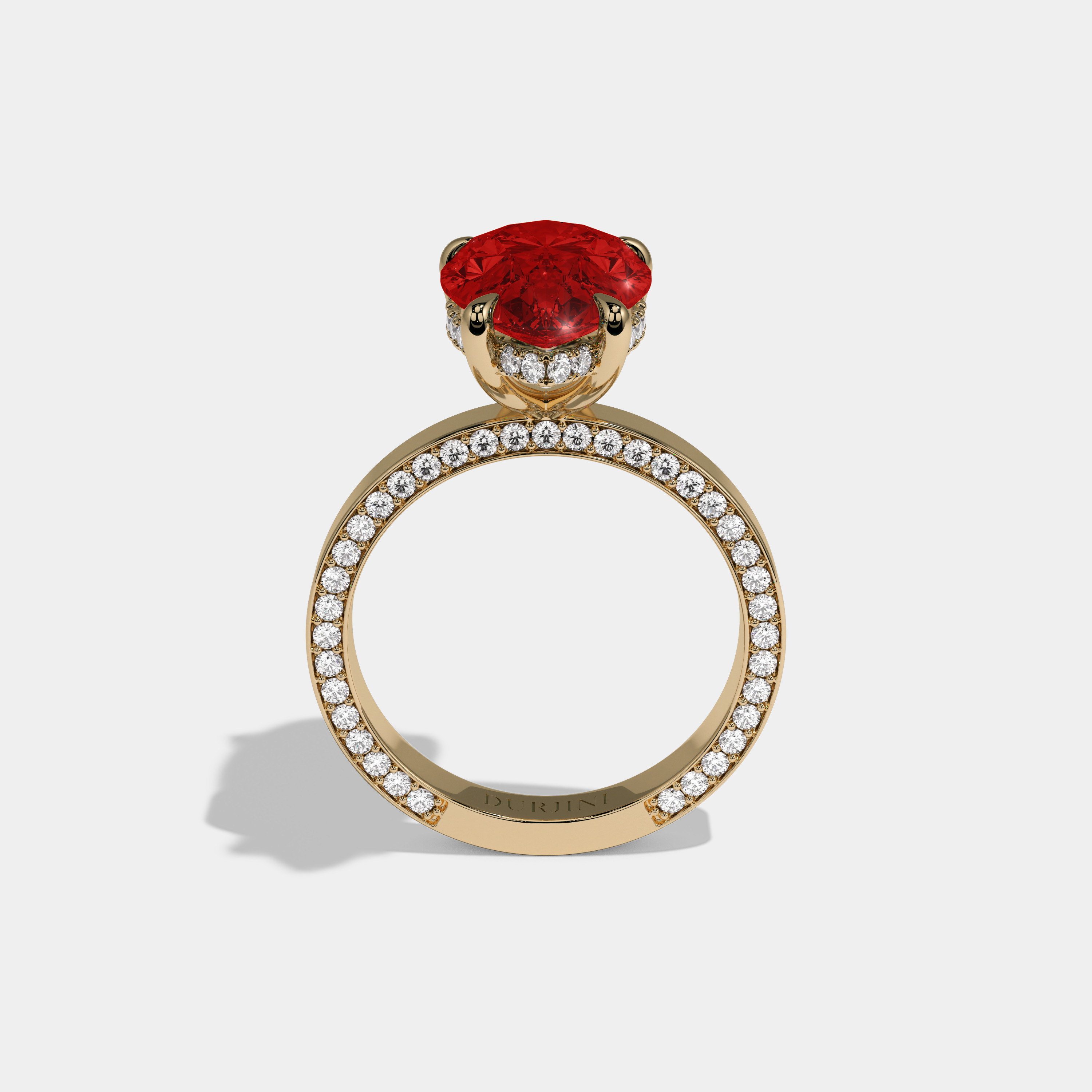 Isabella Fancy Red Pear Cut Diamond Hidden Band Engagement Ring 6ct 18K Yellow Gold