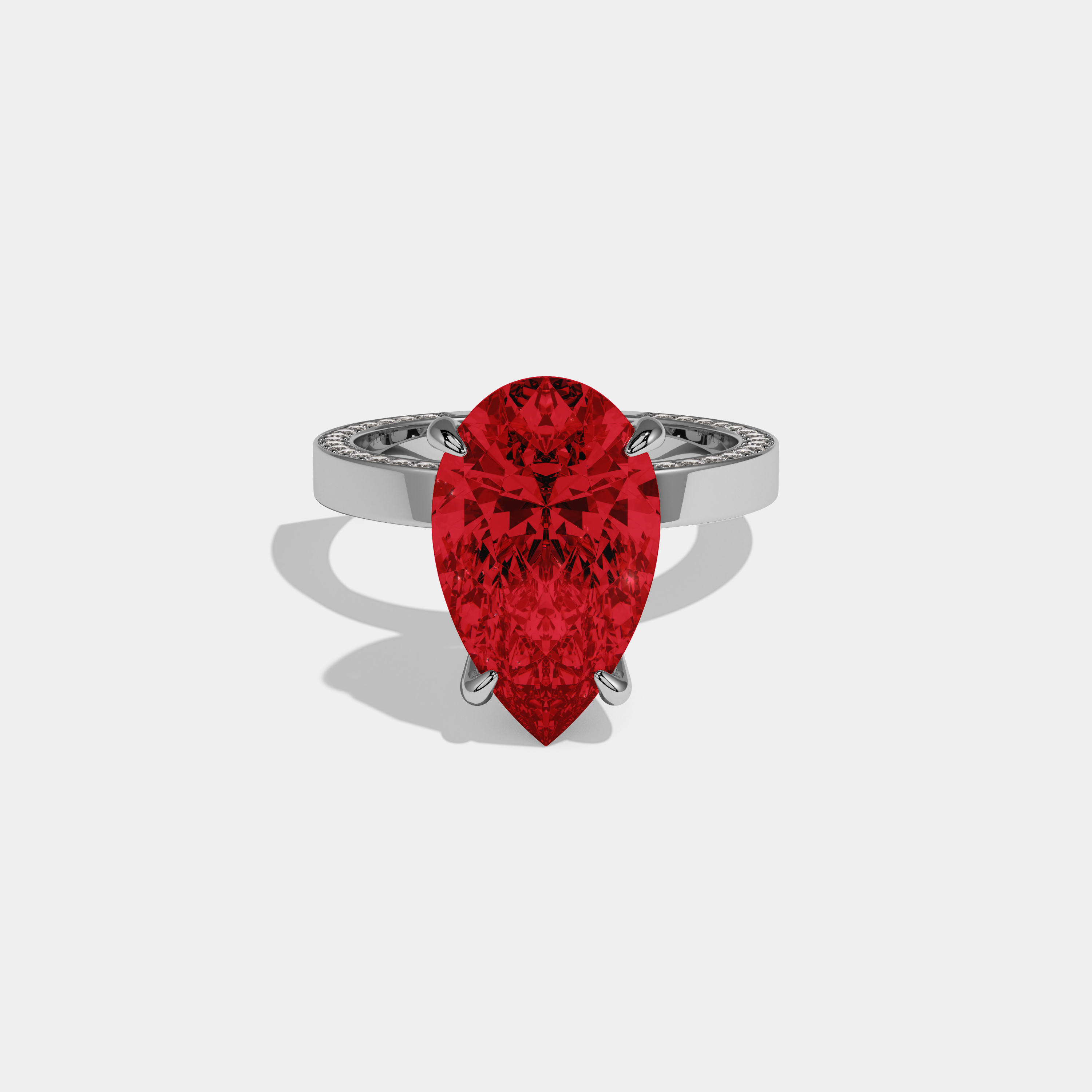 Eleanor Fancy Red Pear Cut Diamond Hidden Band Engagement Ring 6ct 18K White Gold