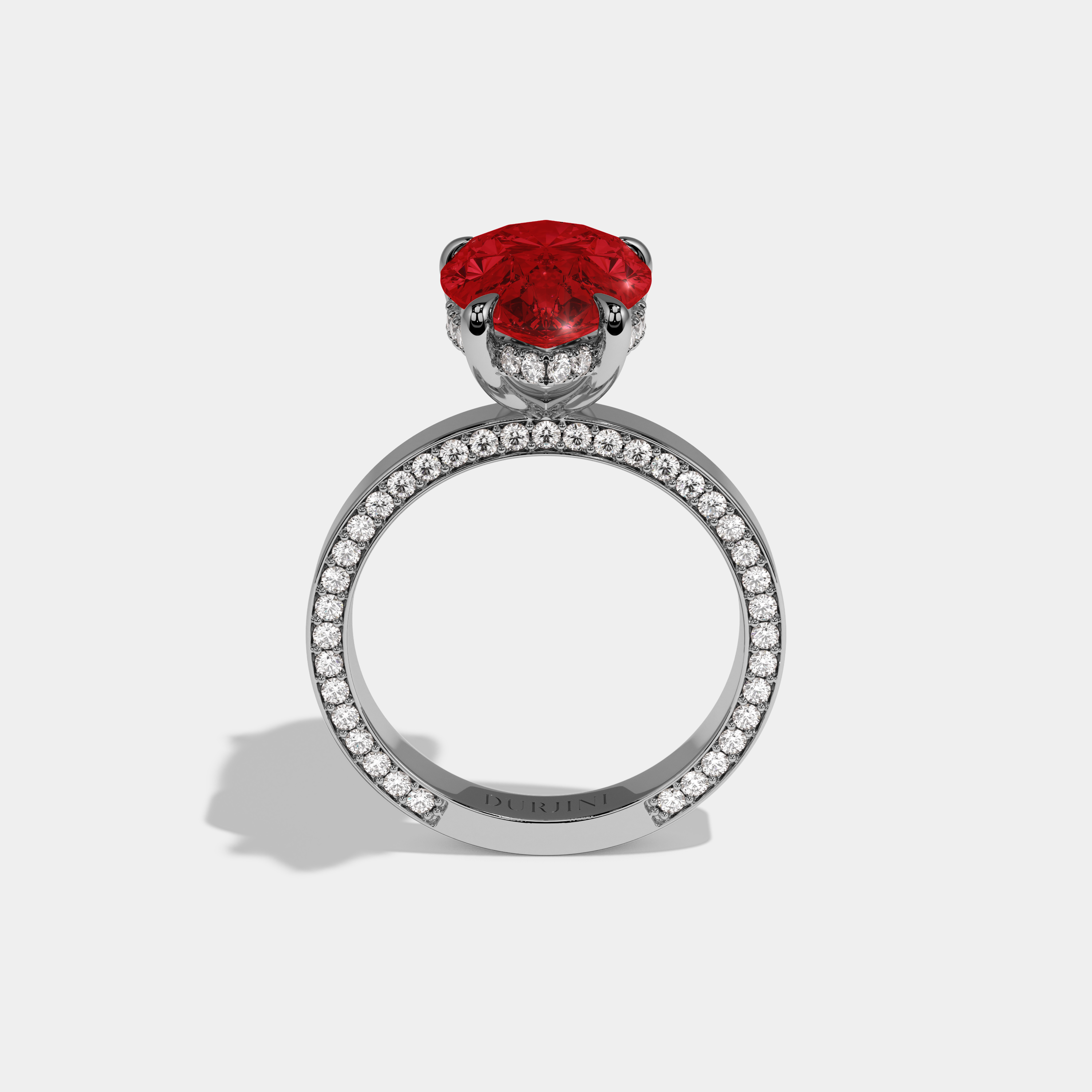 Eleanor Fancy Red Pear Cut Diamond Hidden Band Engagement Ring 6ct 18K White Gold