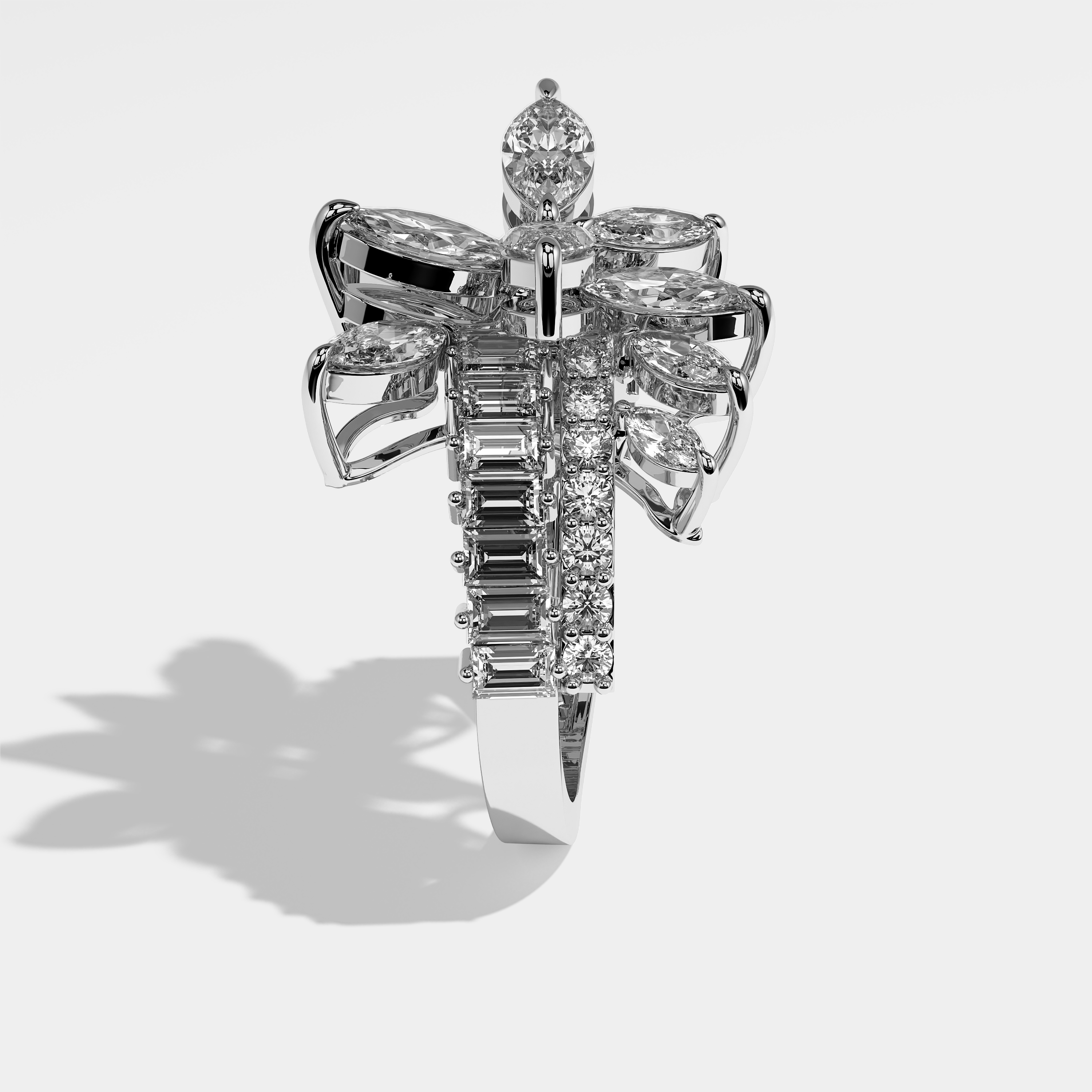 Side View – Kurbãni Durjini Amina Diamond Marquise Engagement Ring White Gold