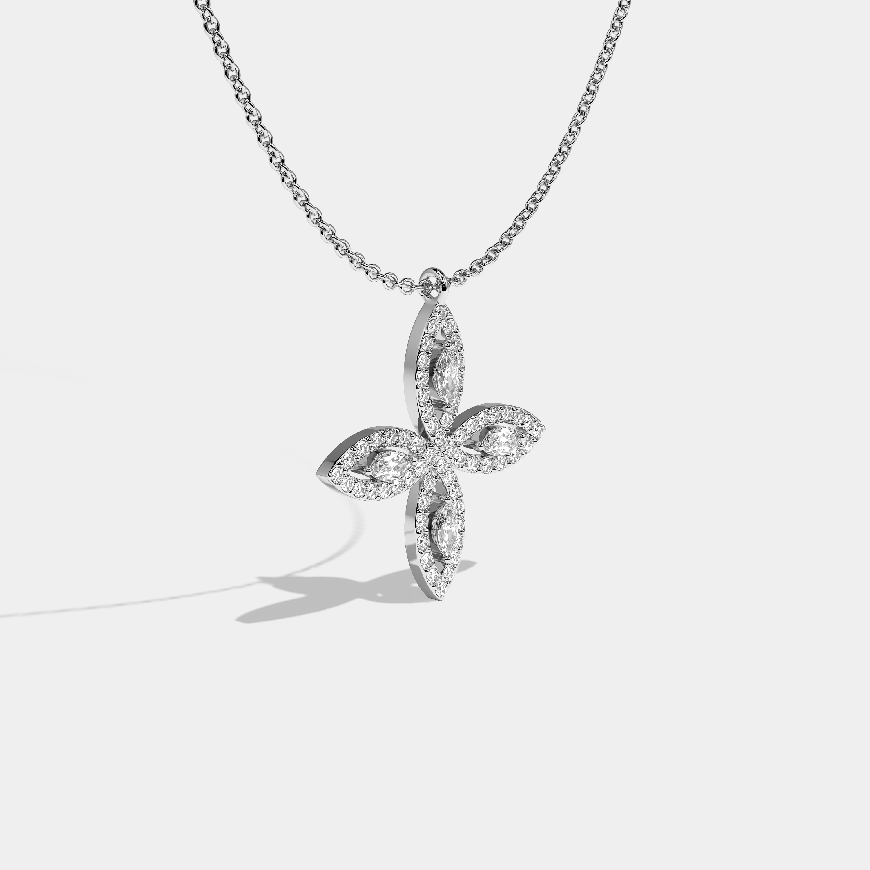 Durjini Twin Diamond Marquise Cut White Gold necklace 5.00ct