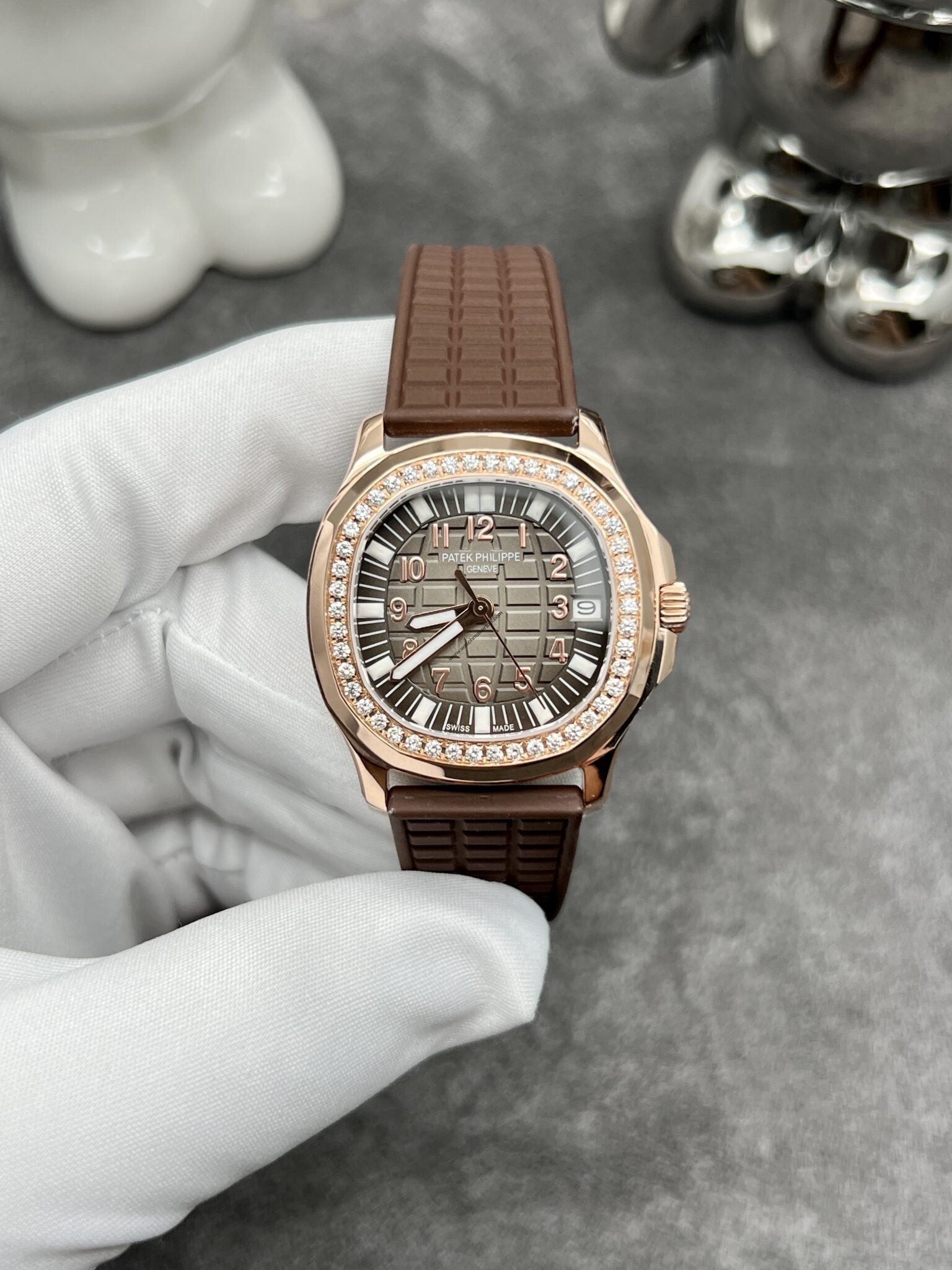 Patek Philippe aquanaut luce automatic diamond grey dial