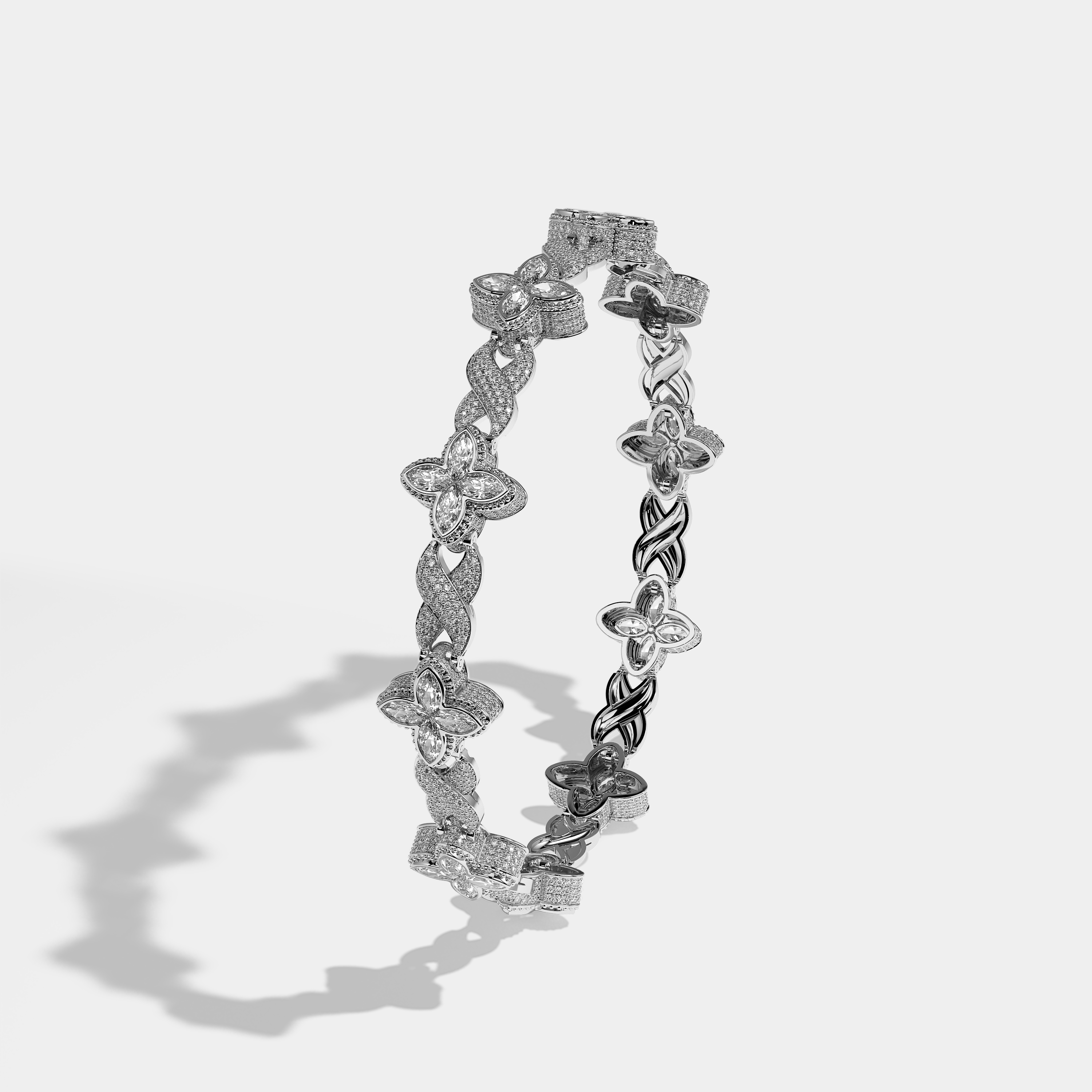 Heritage Diamond Round Brilliant Marquise Cut Infinity Bracelet 18K White Gold 43.00ct