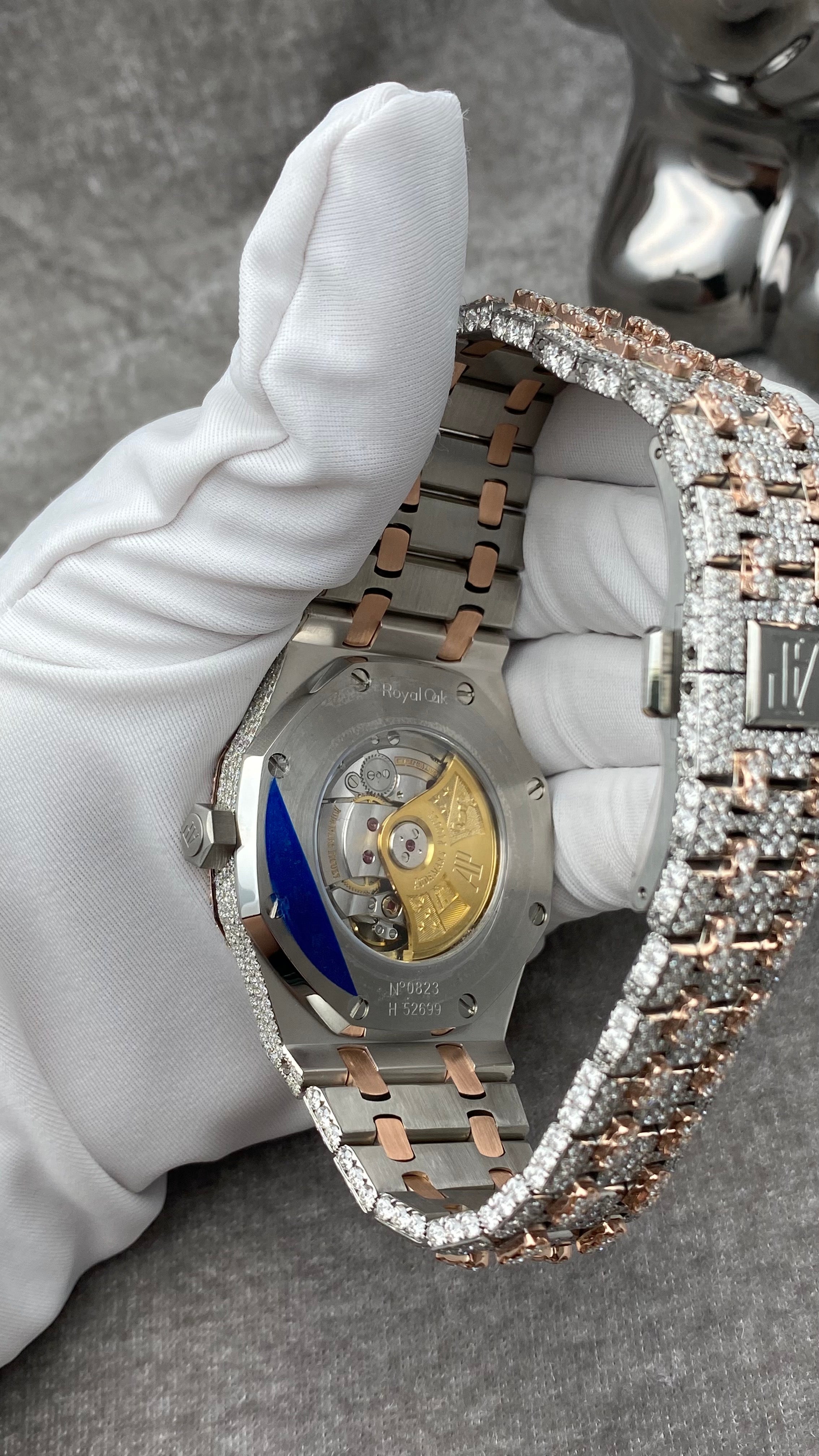 Customised Audemars Piguet Royal Oak 15400OR 41mm Watch w/Diamonds and Arabic Dial