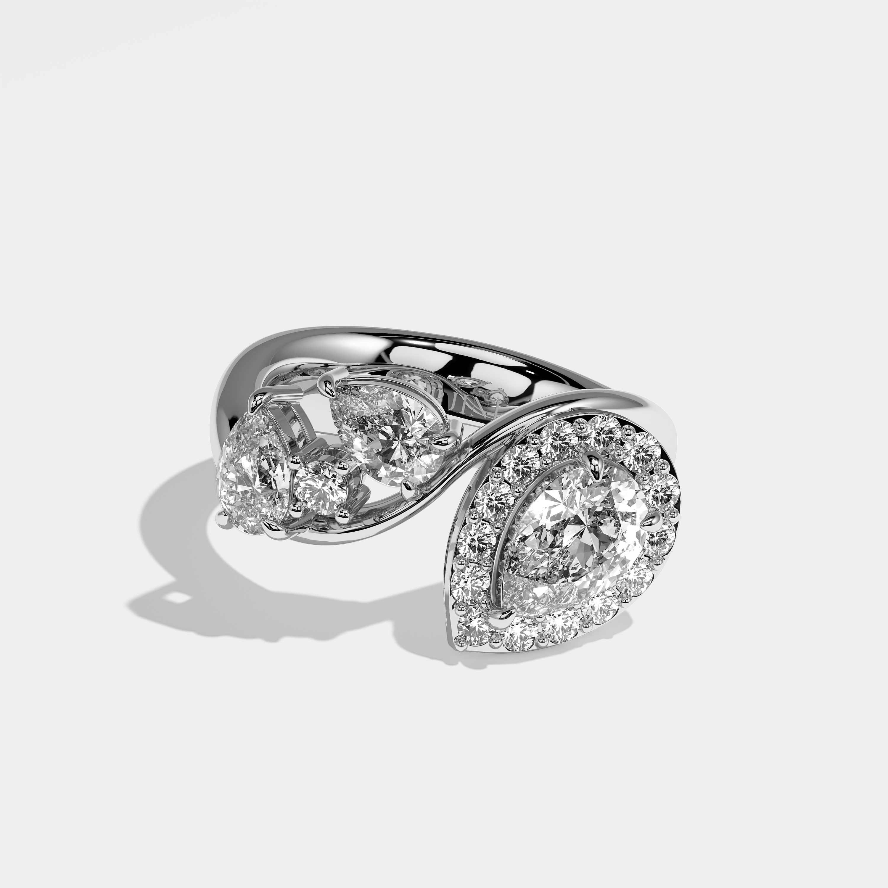Mirabel Diamond Pear Engagement Ring 18K White Gold 6.00ct