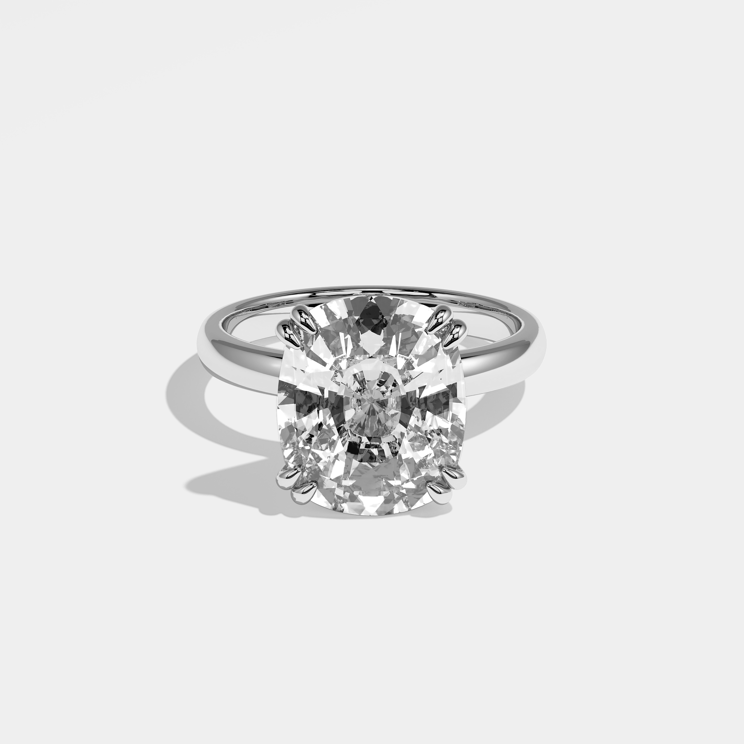 Monaco Diamond Cushion Engagement Ring 18K White Gold 4.00ct