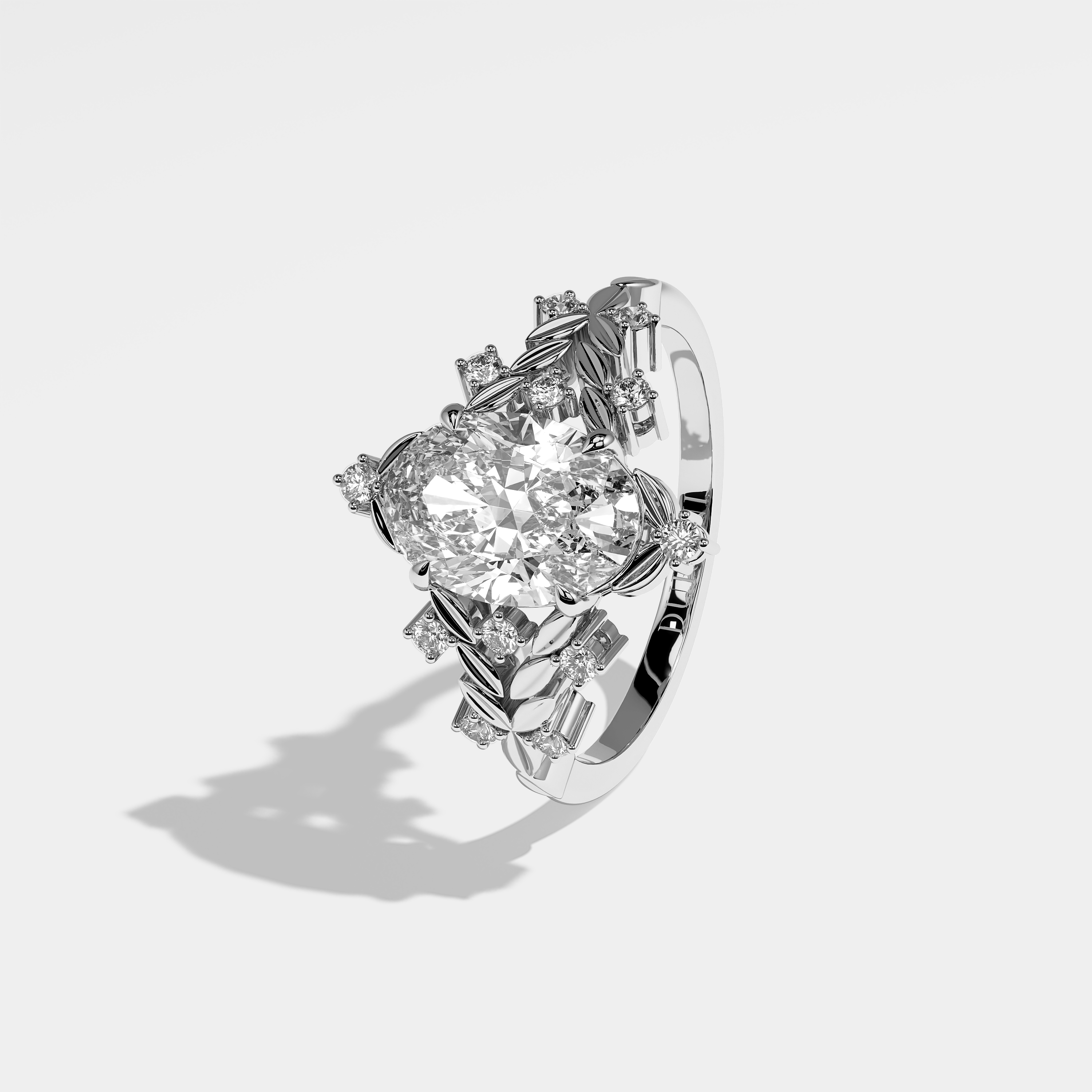 Mina Diamond Oval Engagement Ring 18K White Gold 5.00ct