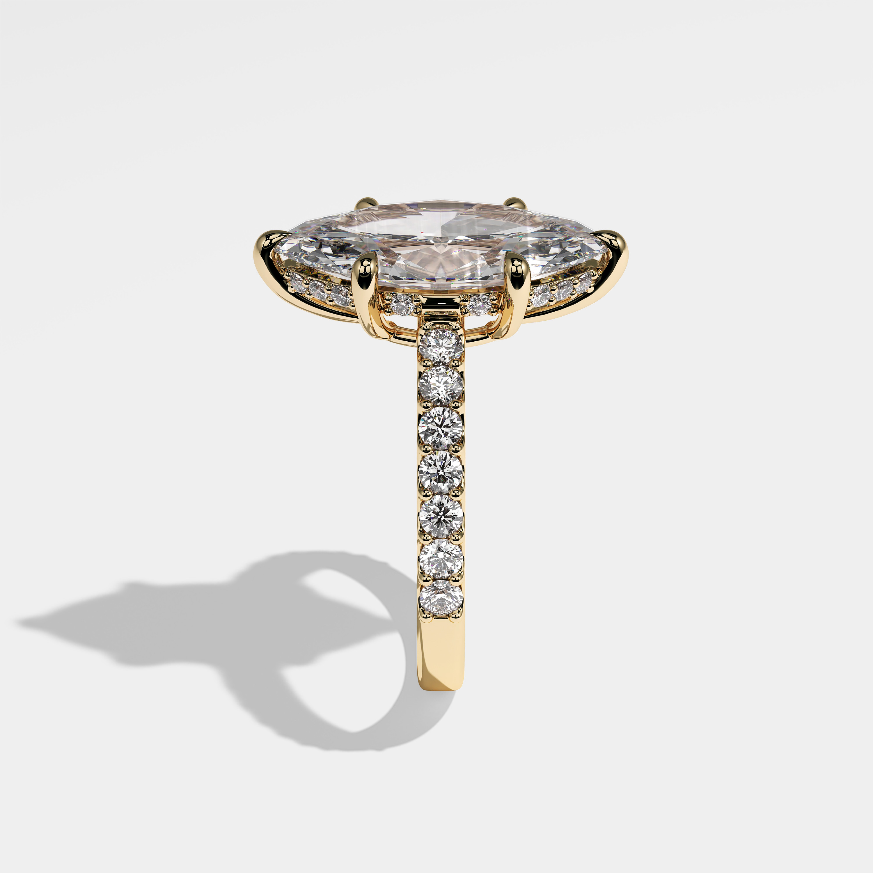 Side View – Kurbãni Durjini Mila Diamond Marquise Engagement Ring Yellow Gold