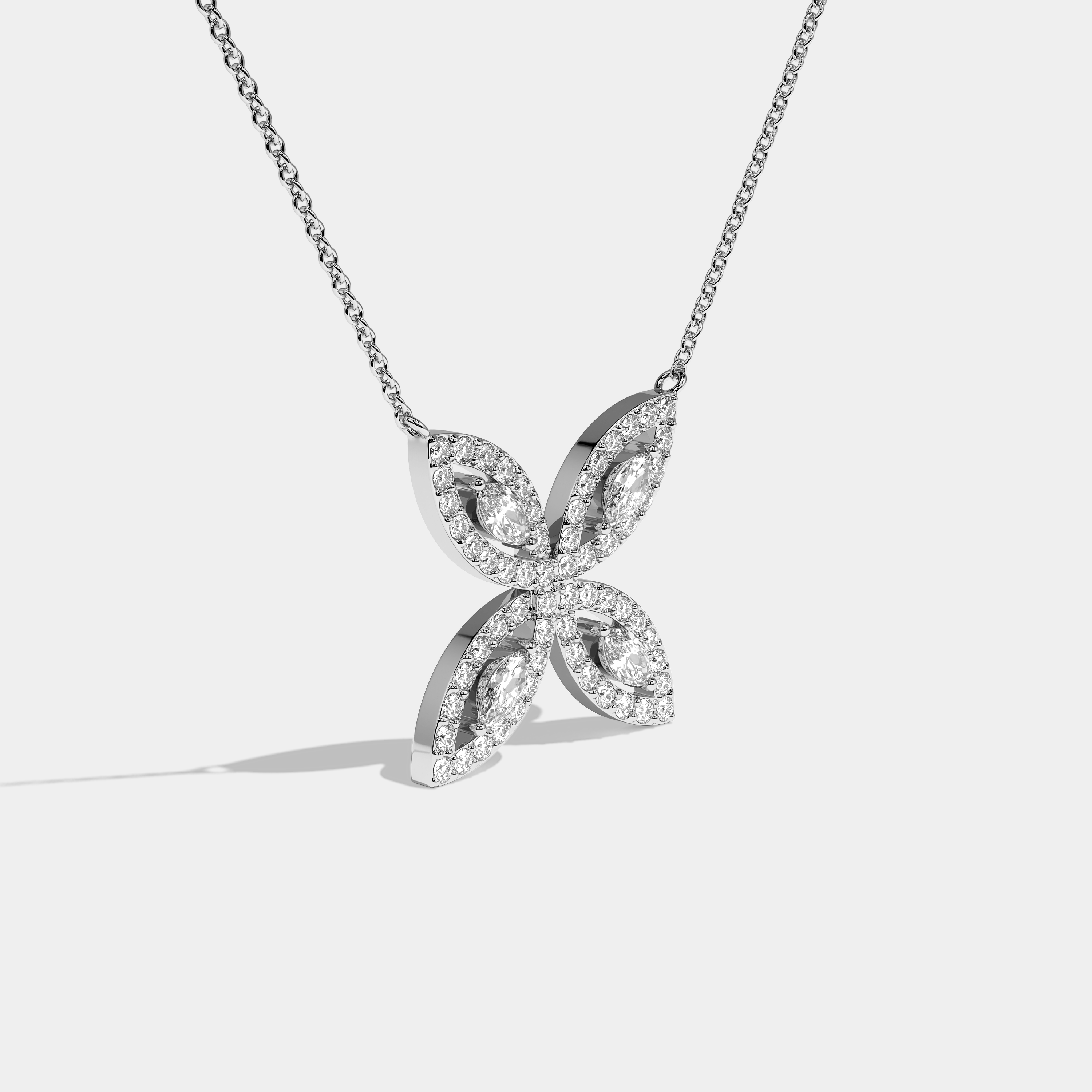 Mirror Diamond Marquise Cut White Gold necklace 5.00ct