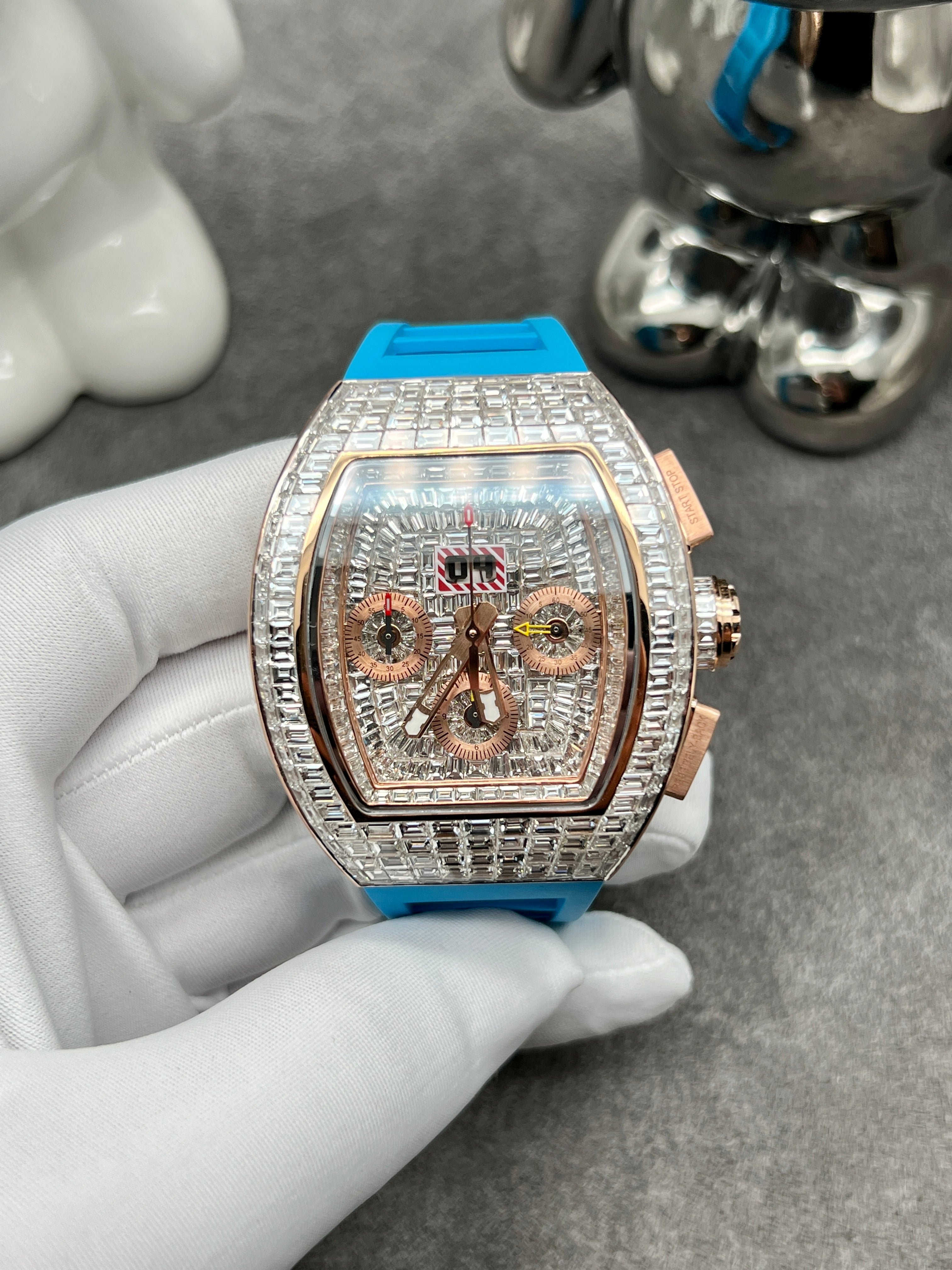 RM 011 Design Iced Out Diamonds Watch
