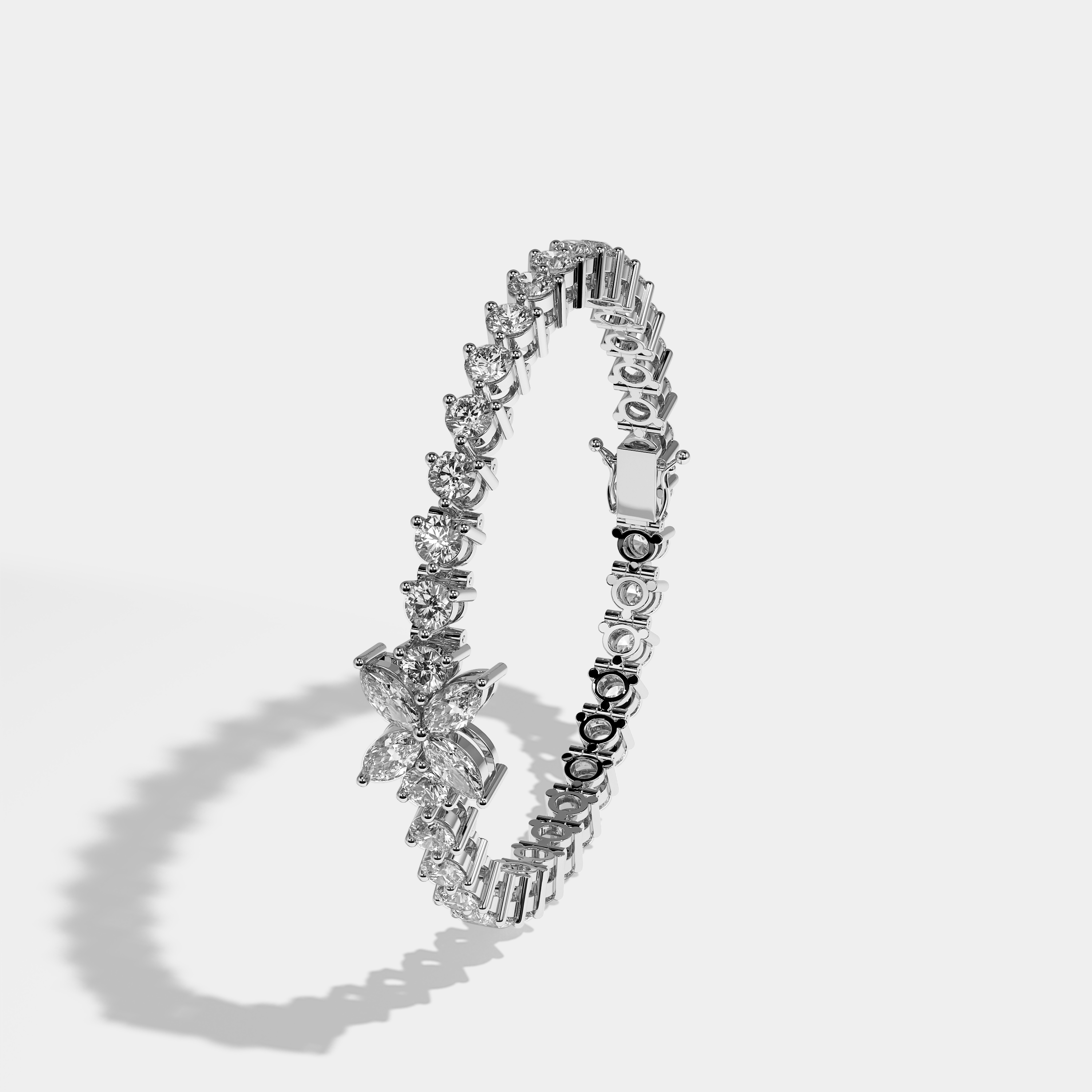 Durjini Tennis round brilliant diamond 3MM bracelet in 18K white gold by Kurbãni Durjini, left view