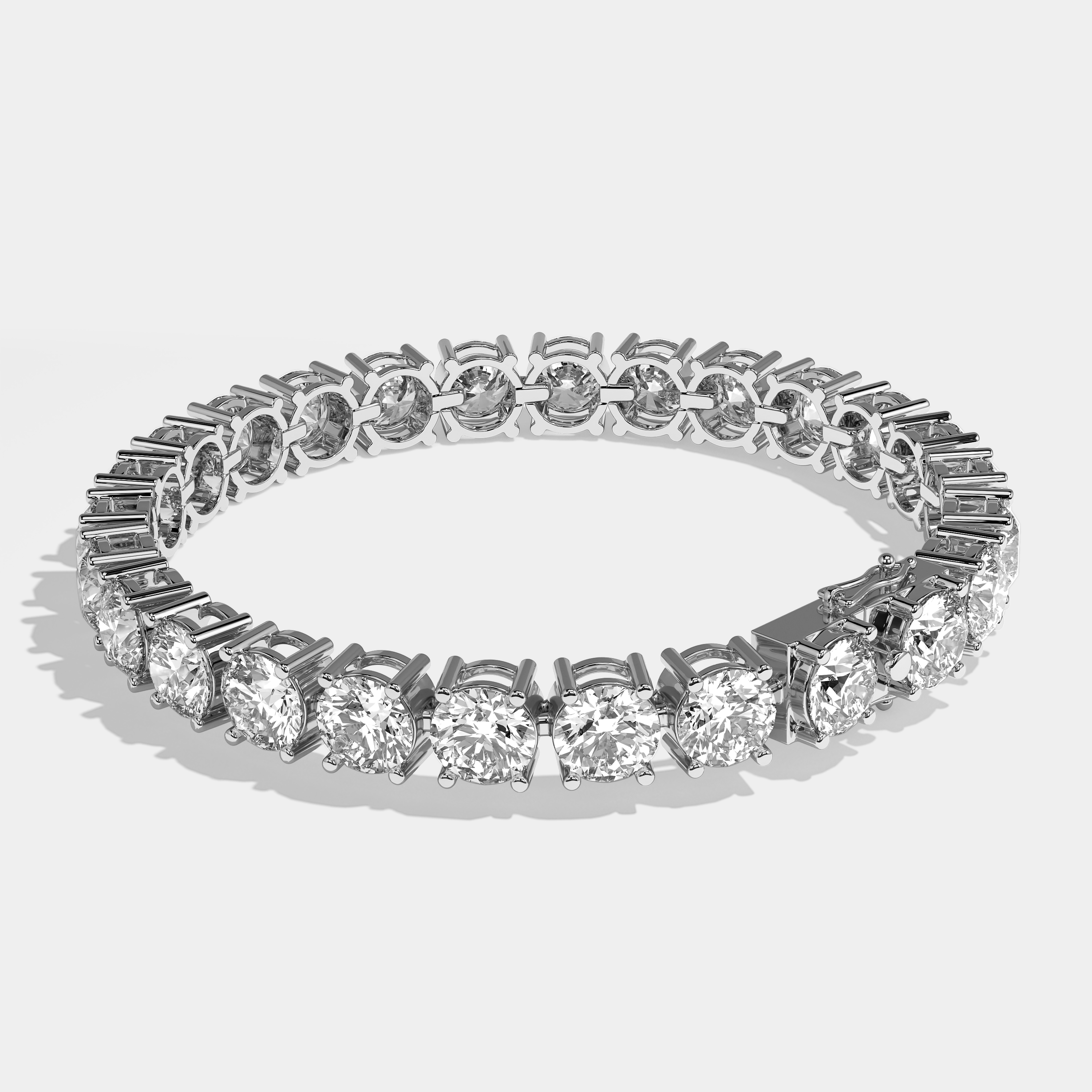 Twin Diamond Round Brilliant Tennis Bracelet 3MM 18K White Gold 5.00ct