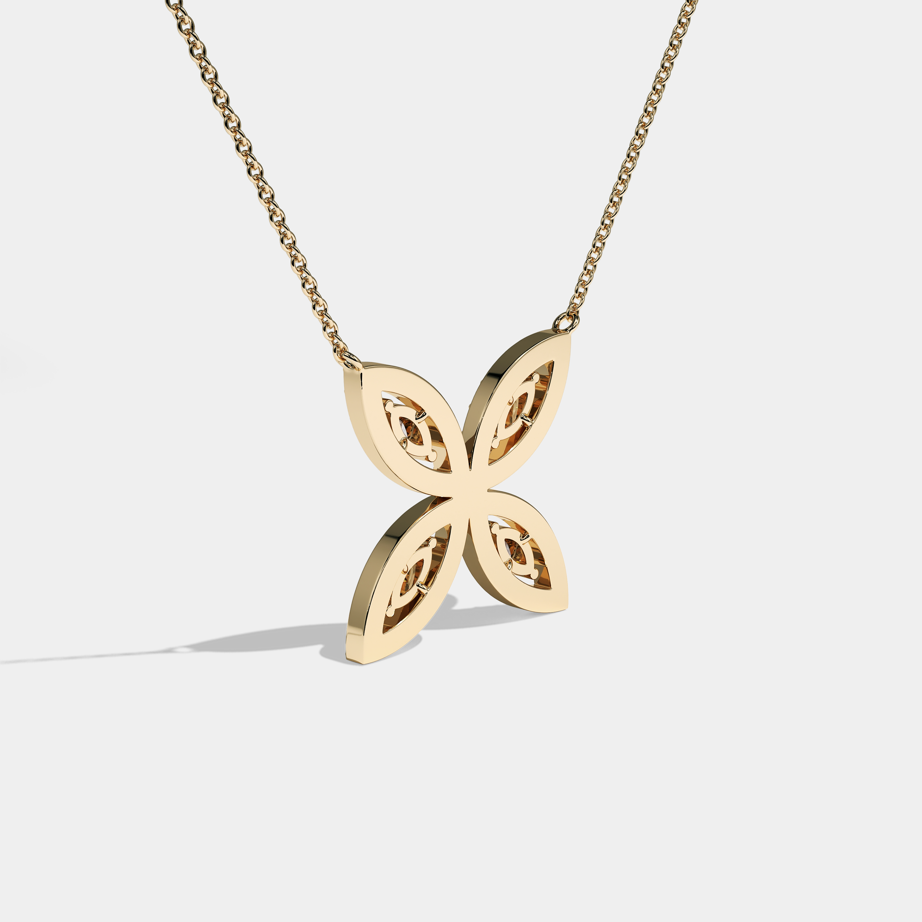 Mirror Diamond Marquise Cut Yellow Gold necklace 5.00ct