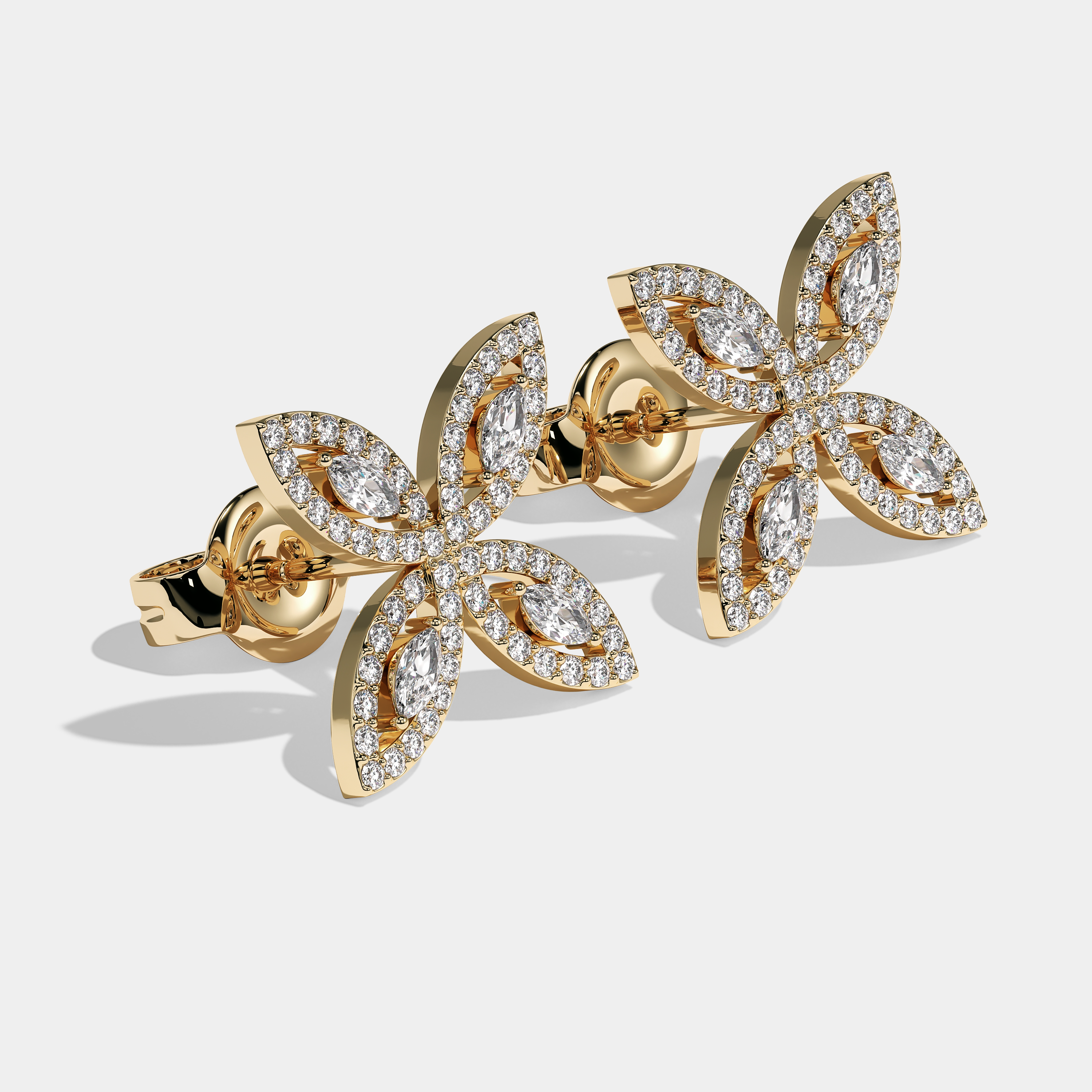 Diamond Twin Marquise Cut Diamond Earrings Yellow Gold 4.00ct