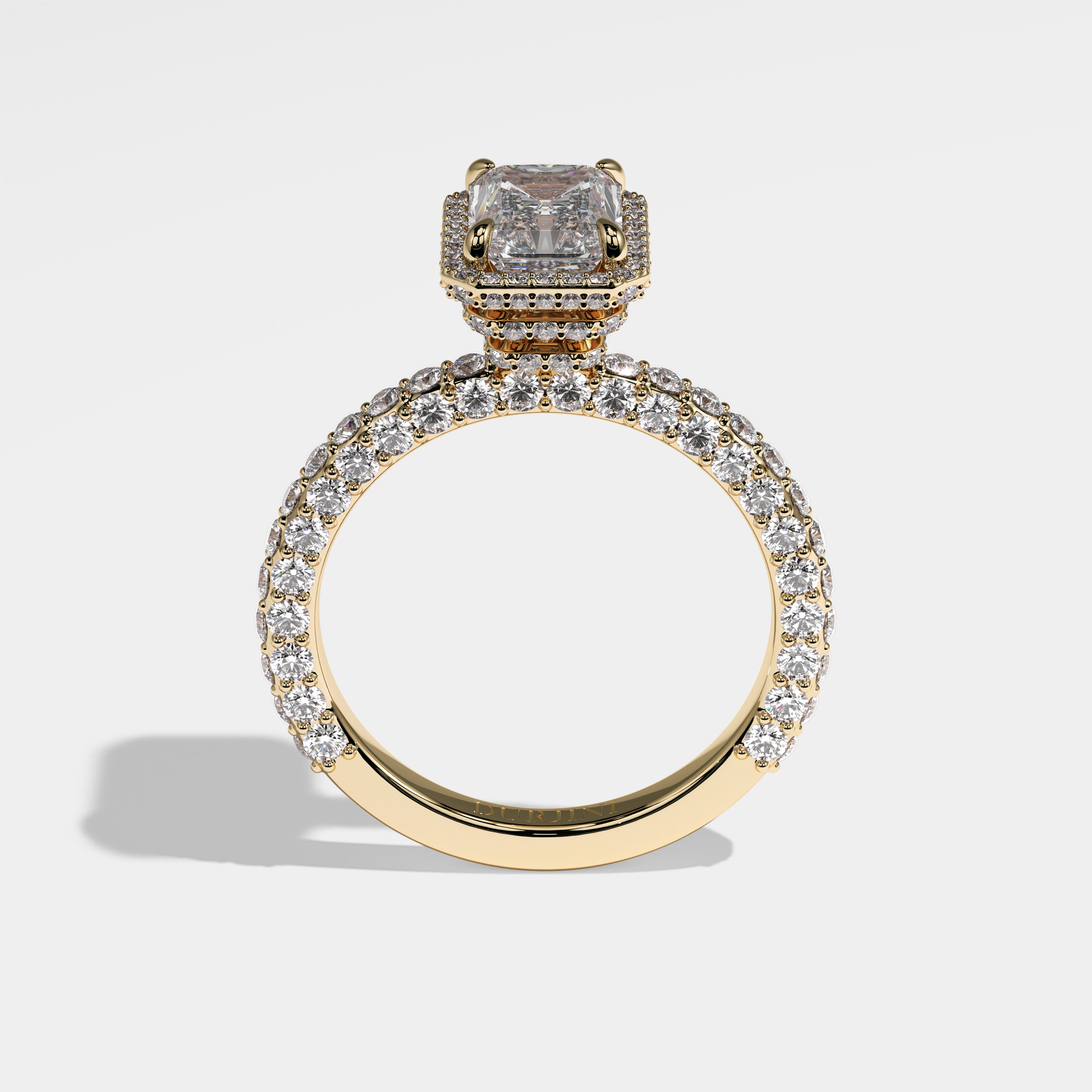 Ally Diamond Radiant Halo Engagement Ring 18K Yellow Gold 6.50ct