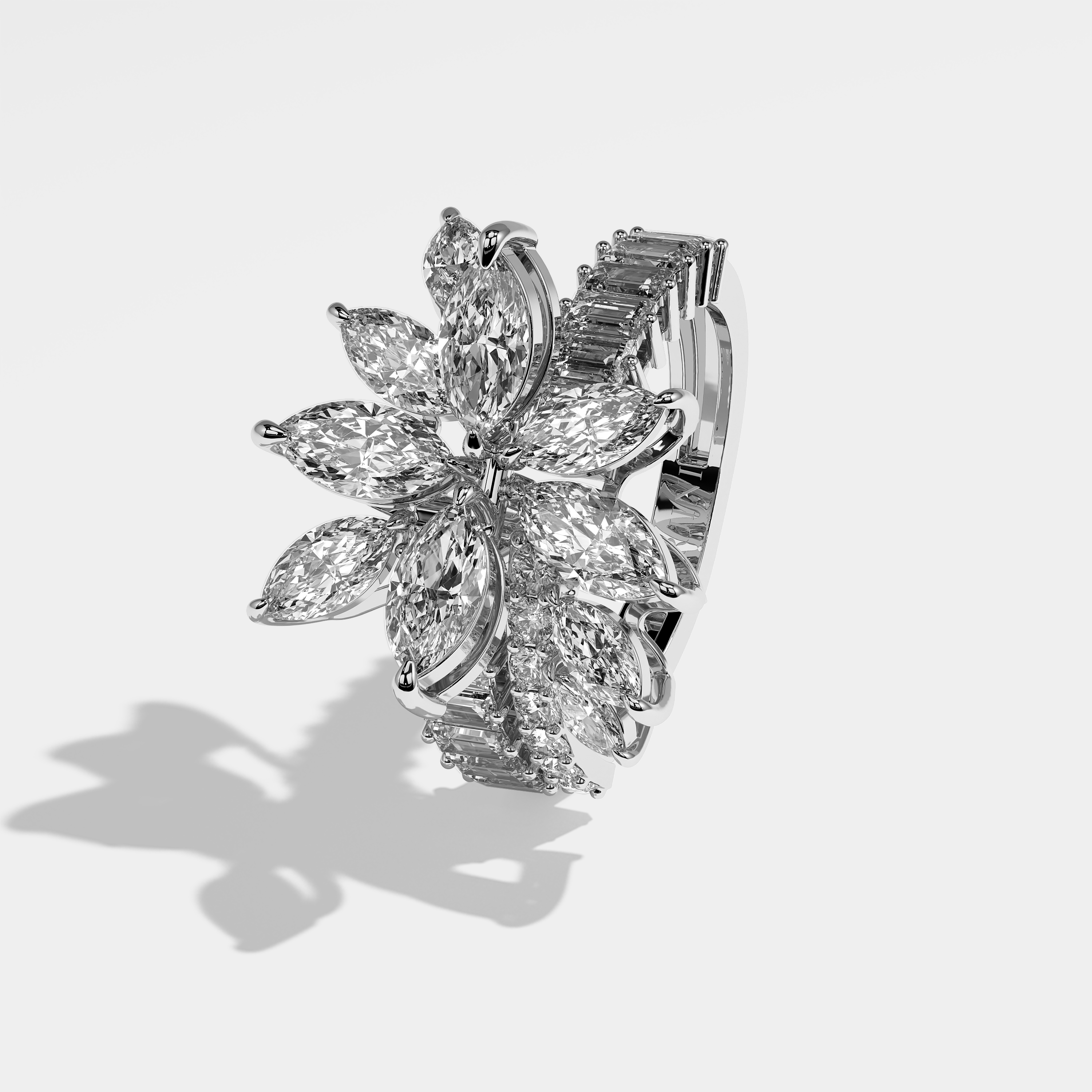Left View – Kurbãni Durjini Amina Diamond Marquise Engagement Ring White Gold