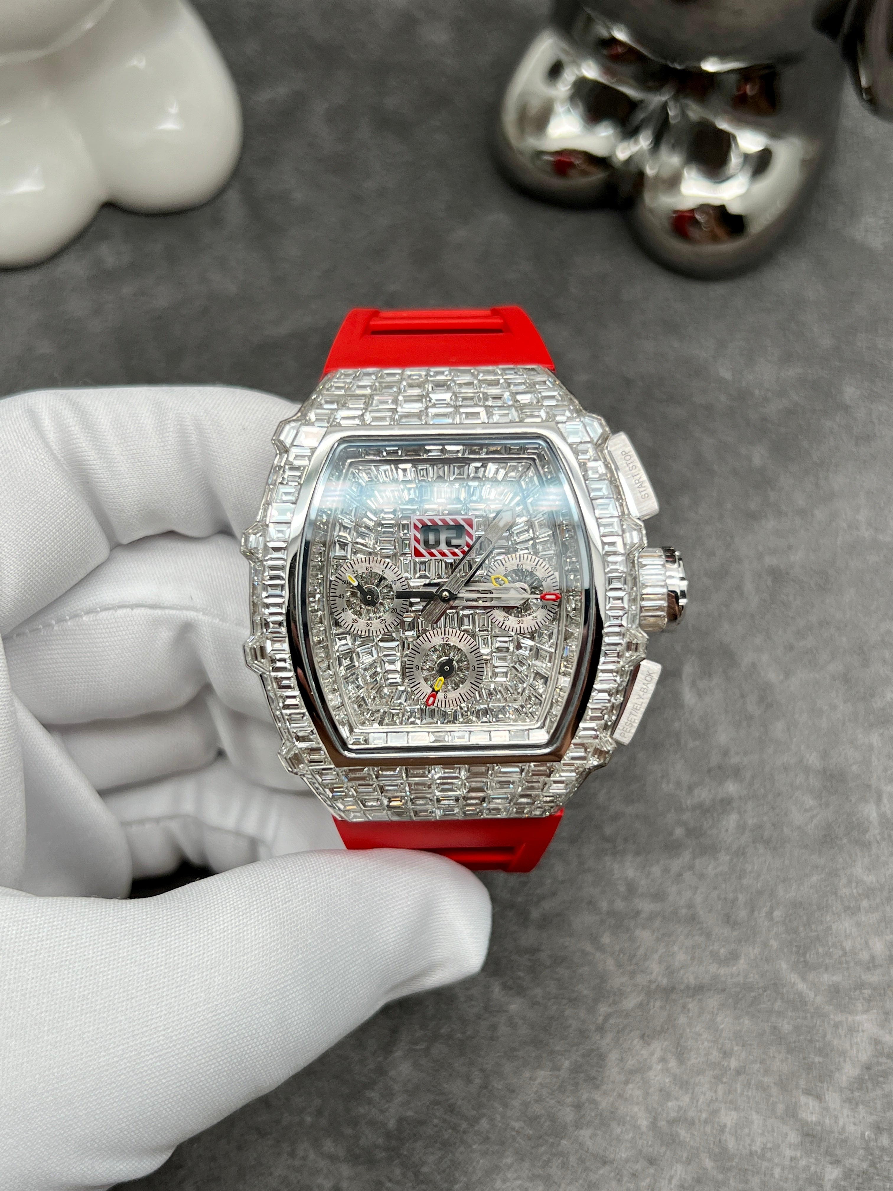 RM 011 Design Iced Out Diamonds Watch