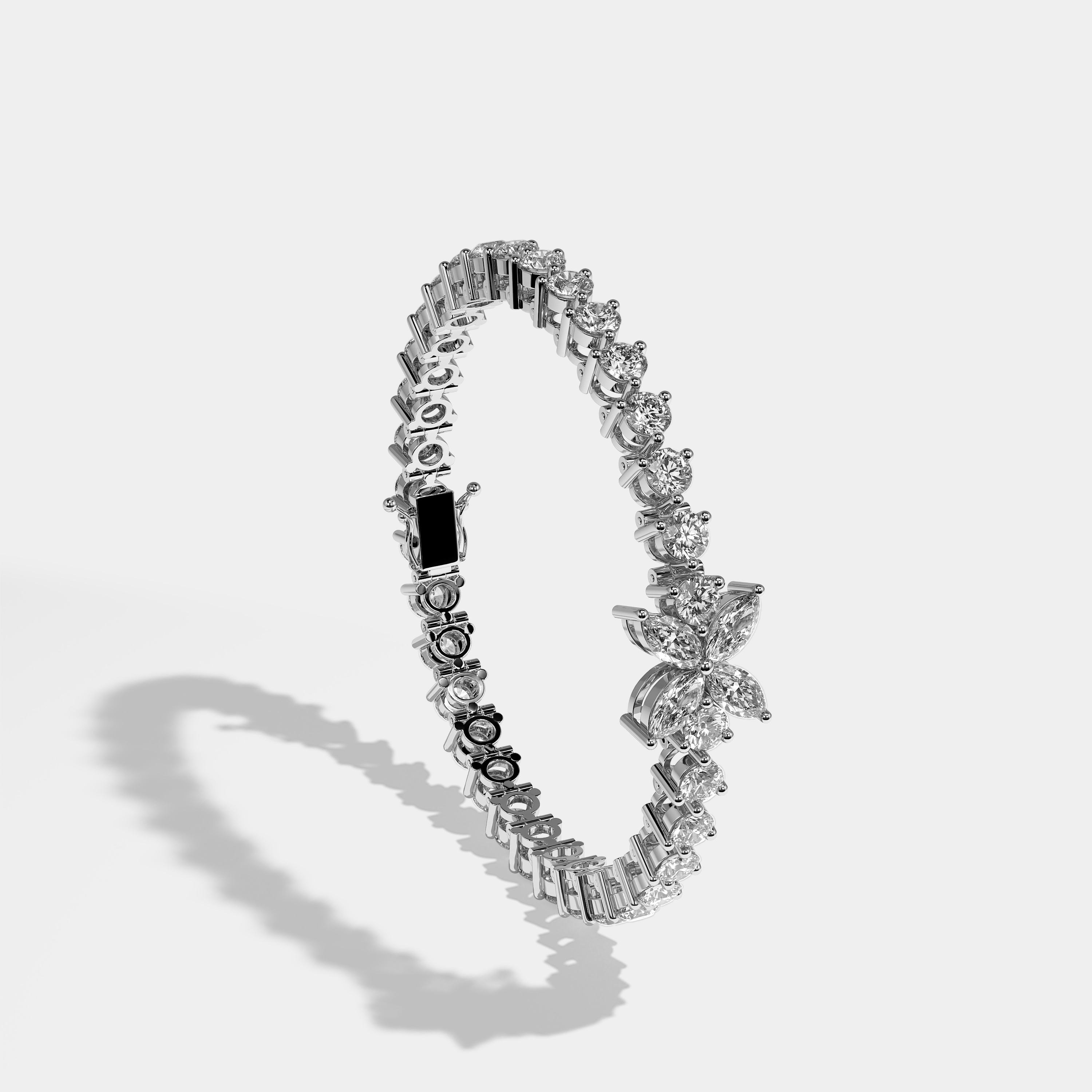 Durjini Tennis round brilliant diamond 3MM bracelet in 18K white gold by Kurbãni Durjini, right view