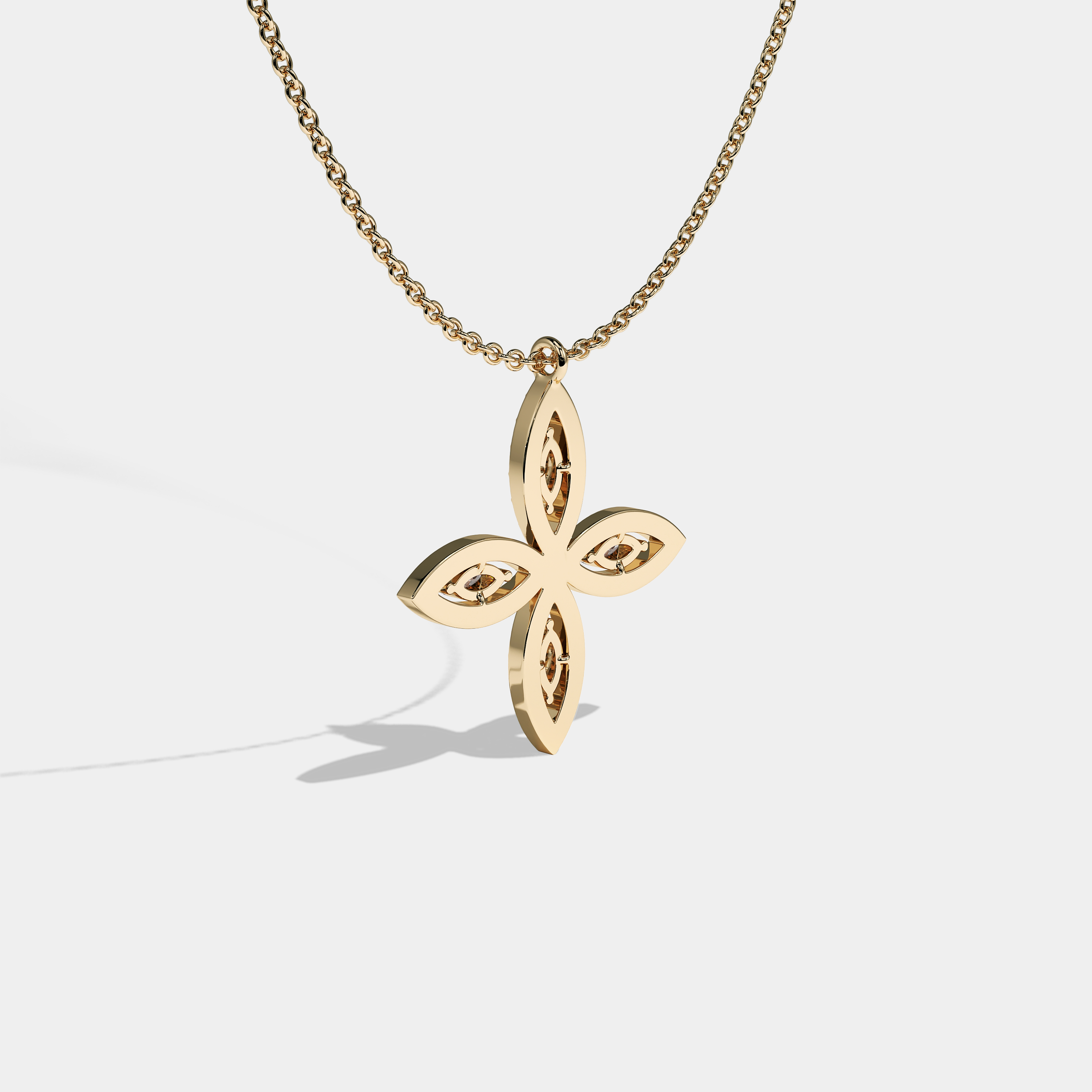 Durjini Twin Diamond Marquise Cut Yellow Gold necklace 5.00ct