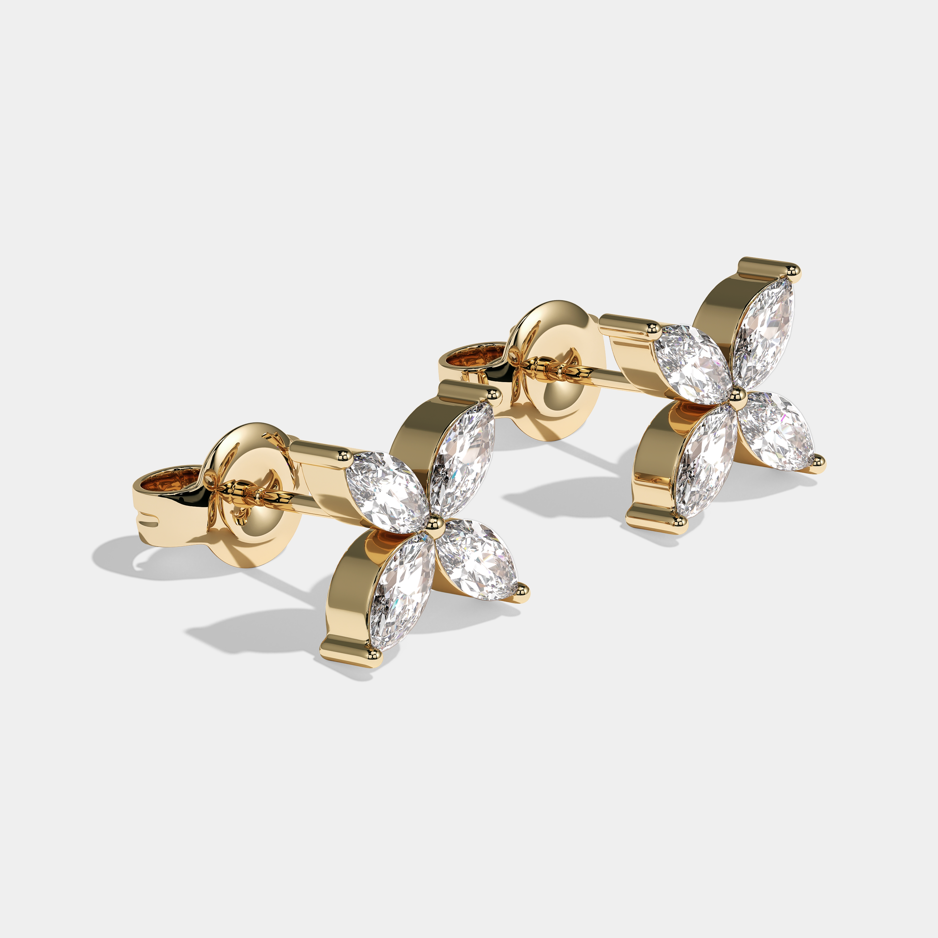 Marquee Marquise Cut Diamond Earrings Yellow Gold 2.00ct