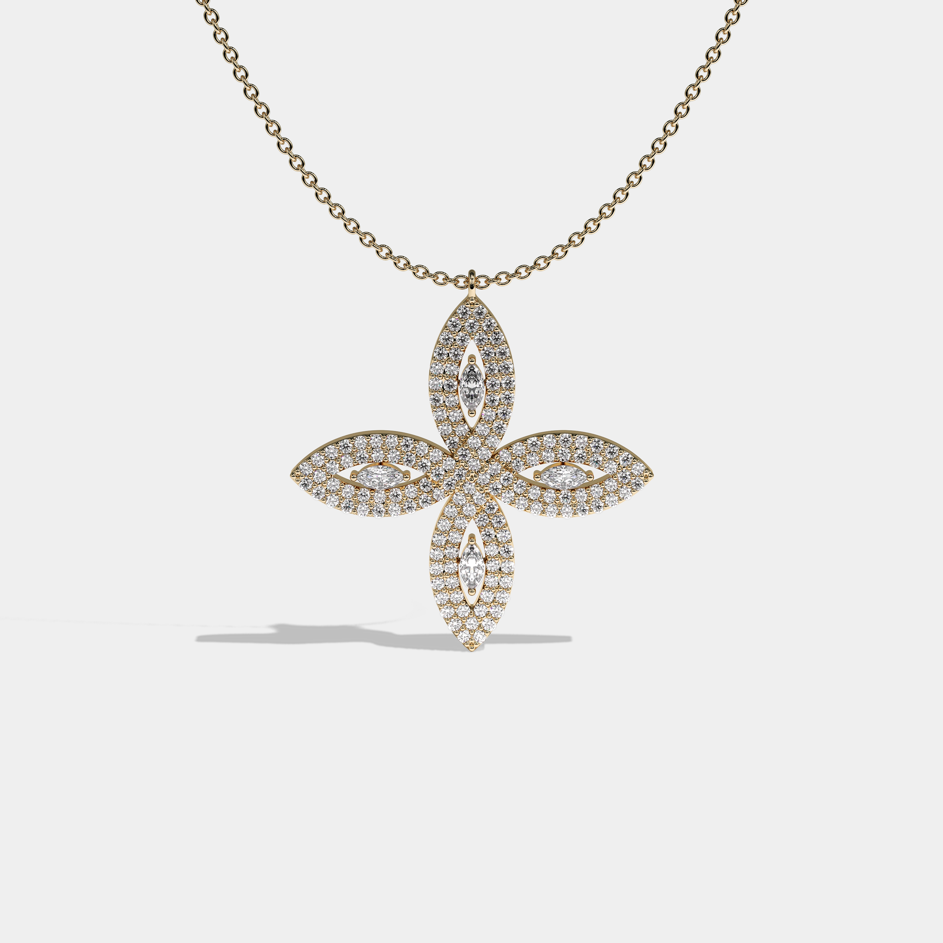 Durjini Sacrifice Diamond Marquise Cut Yellow Gold necklace 5.50ct