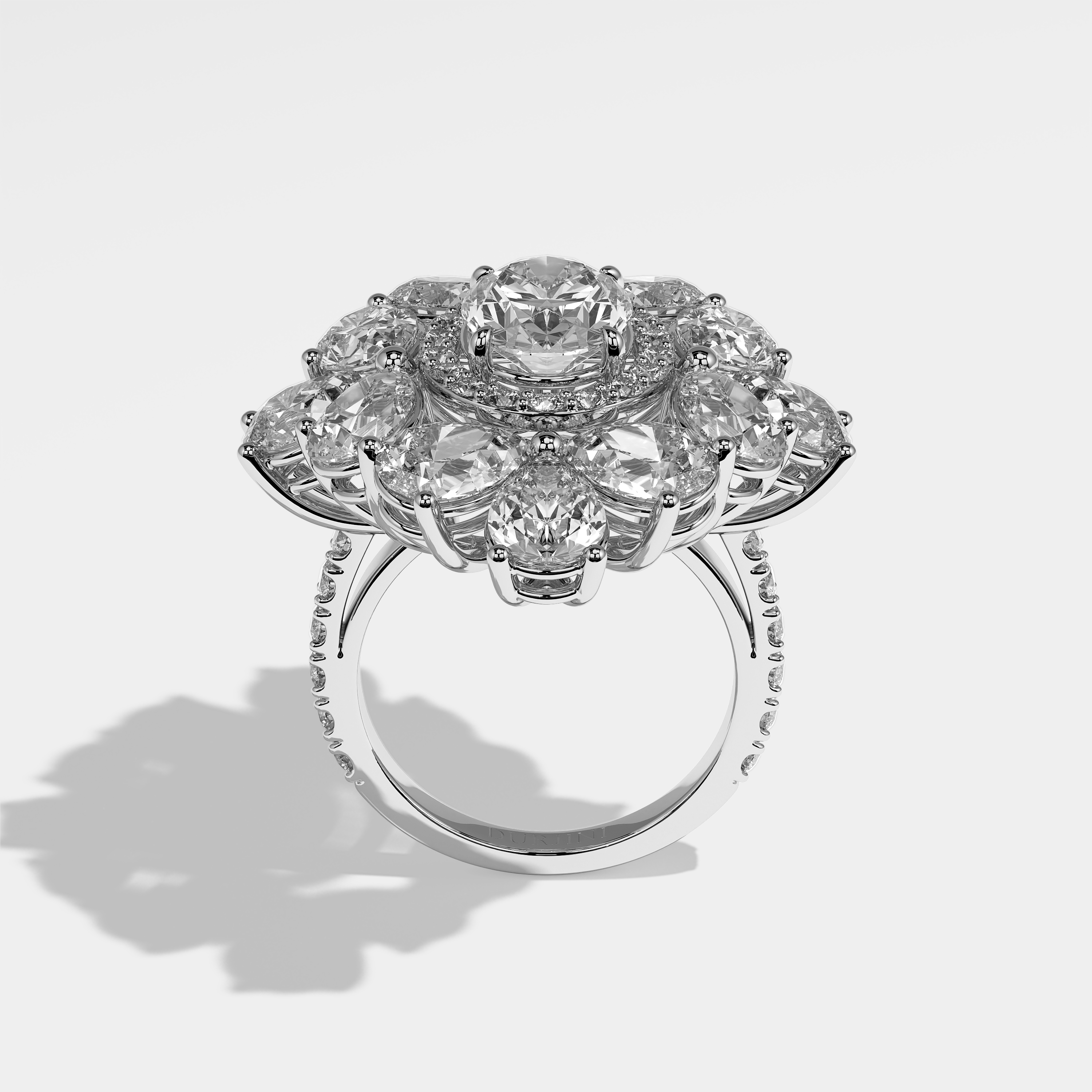 Emblem Diamond Halo Engagement Ring 18K White Gold 83.00ct IF