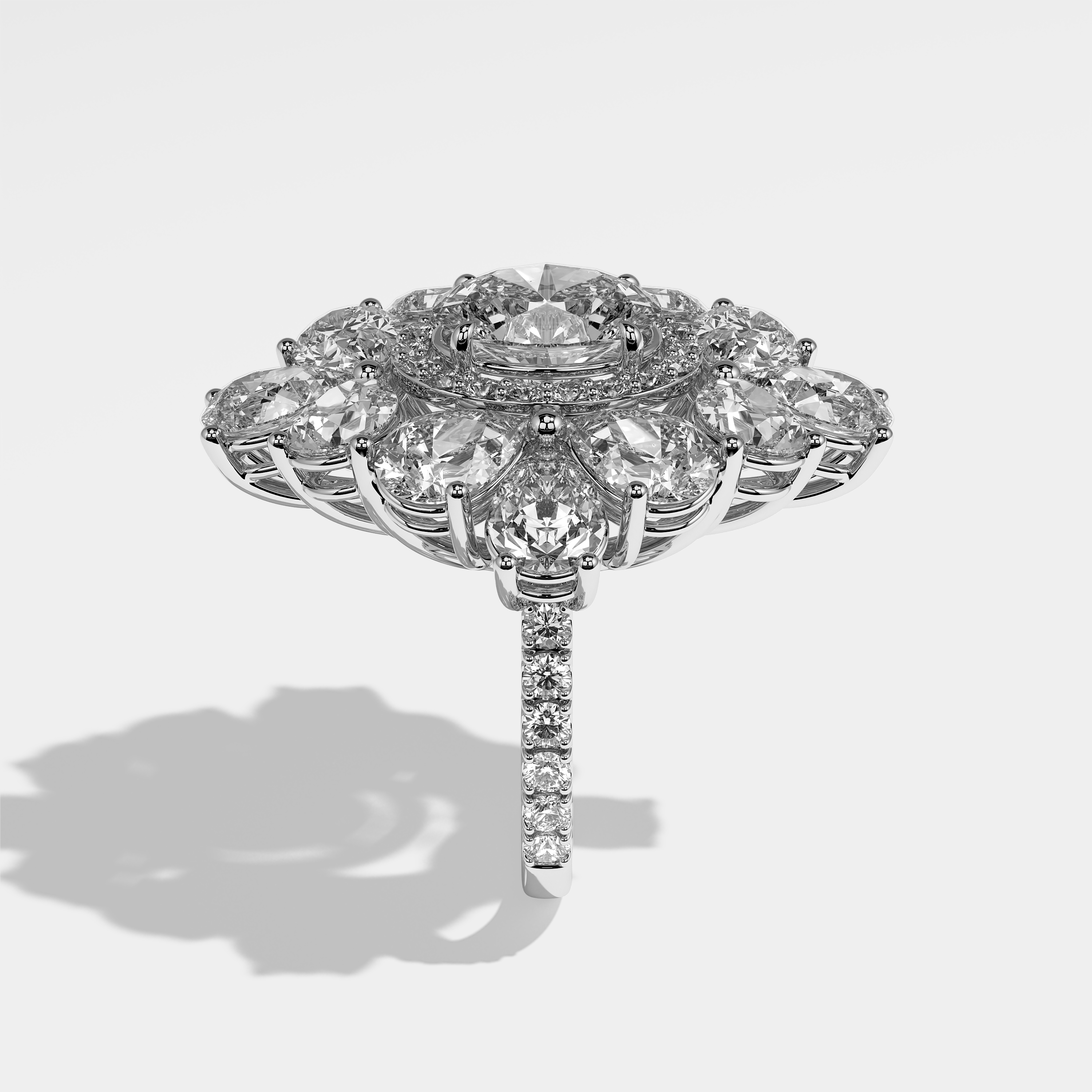 Emblem Diamond Halo Engagement Ring 18K White Gold 83.00ct IF