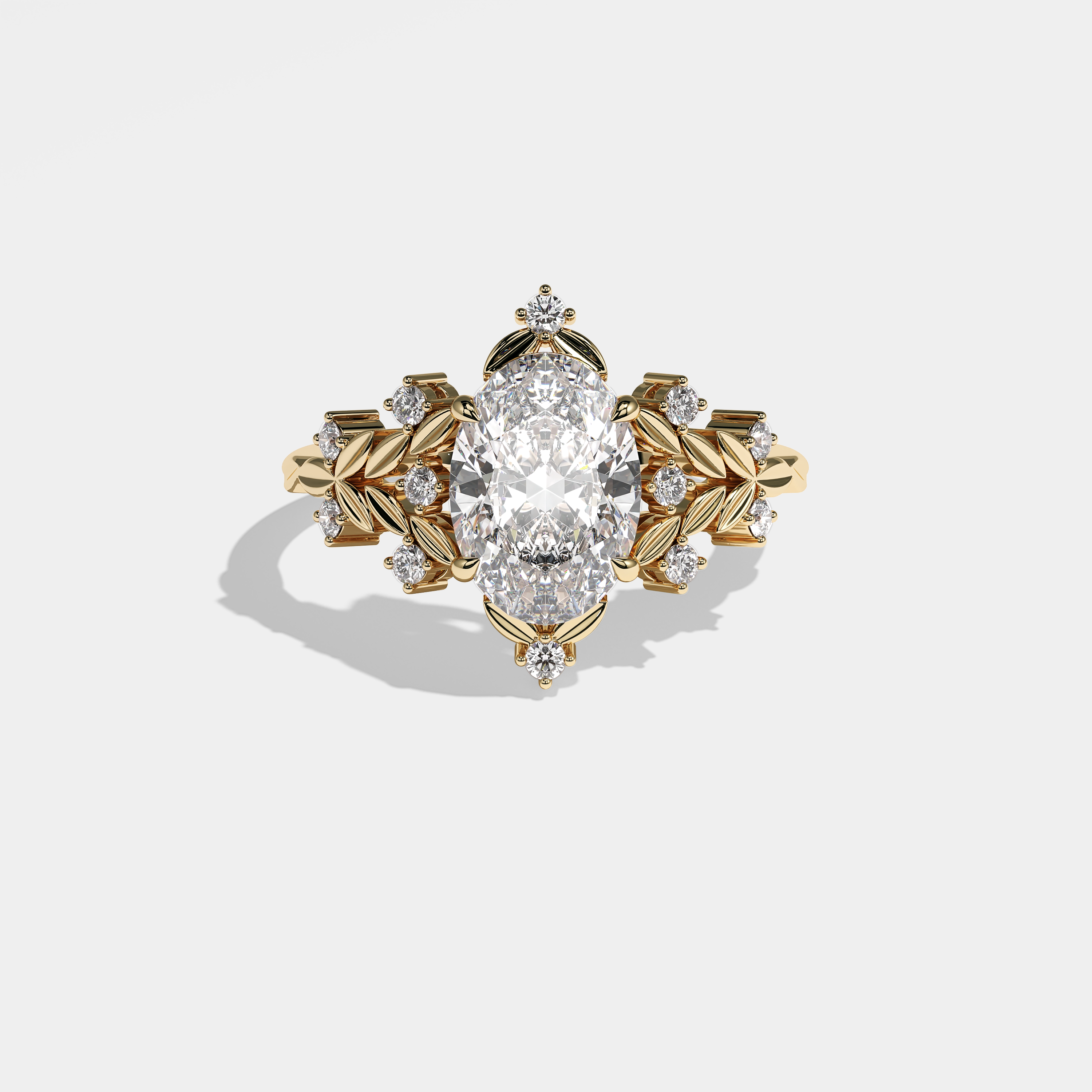 Bianca Diamond Oval Engagement Ring 18K Yellow Gold 5.00ct