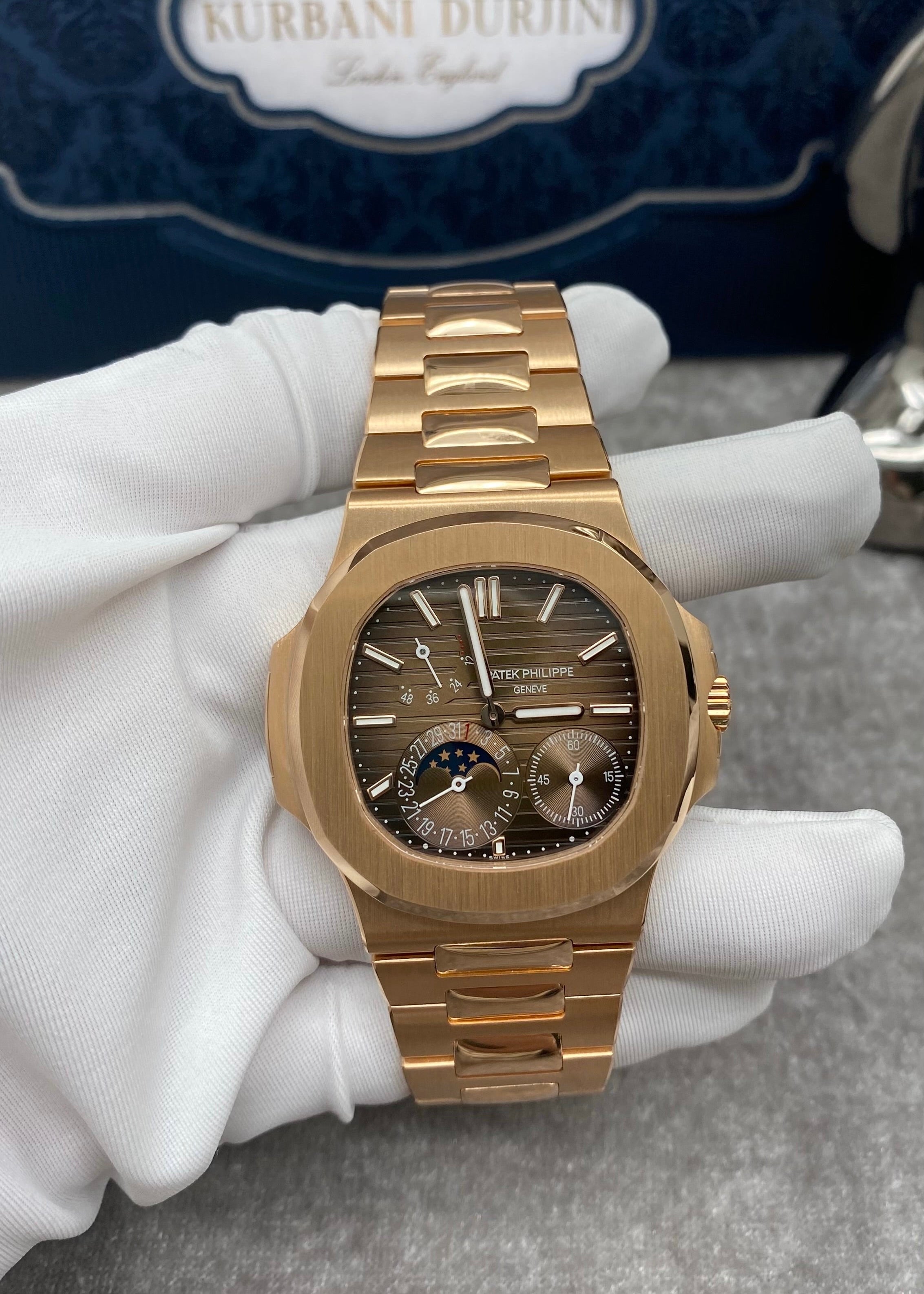 Original Patek Philippe Nautilus Rose Gold Moon Phases 5712/1R-001 Watch