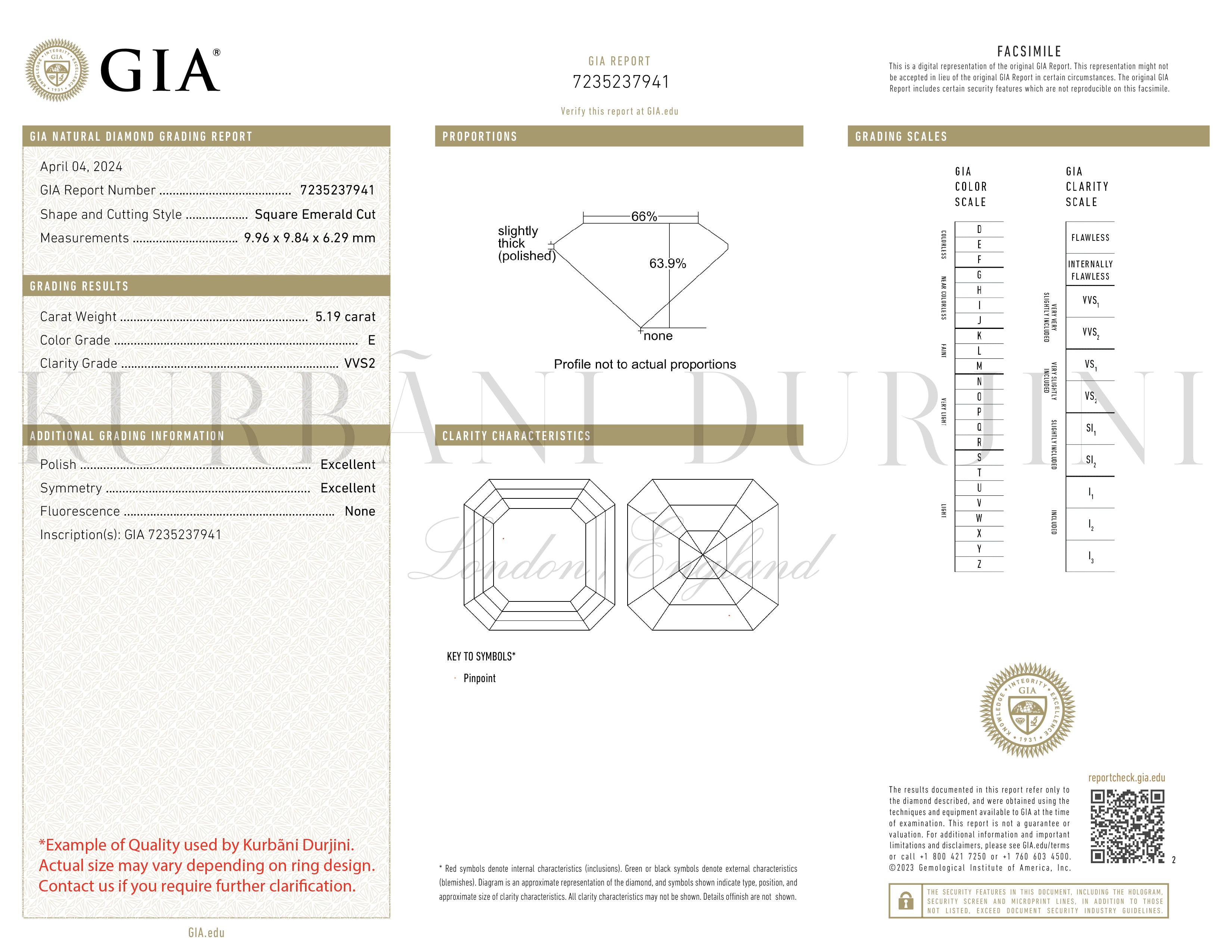 Alana Diamond Emerald Halo Engagement Ring 18K White Gold 7.00ct