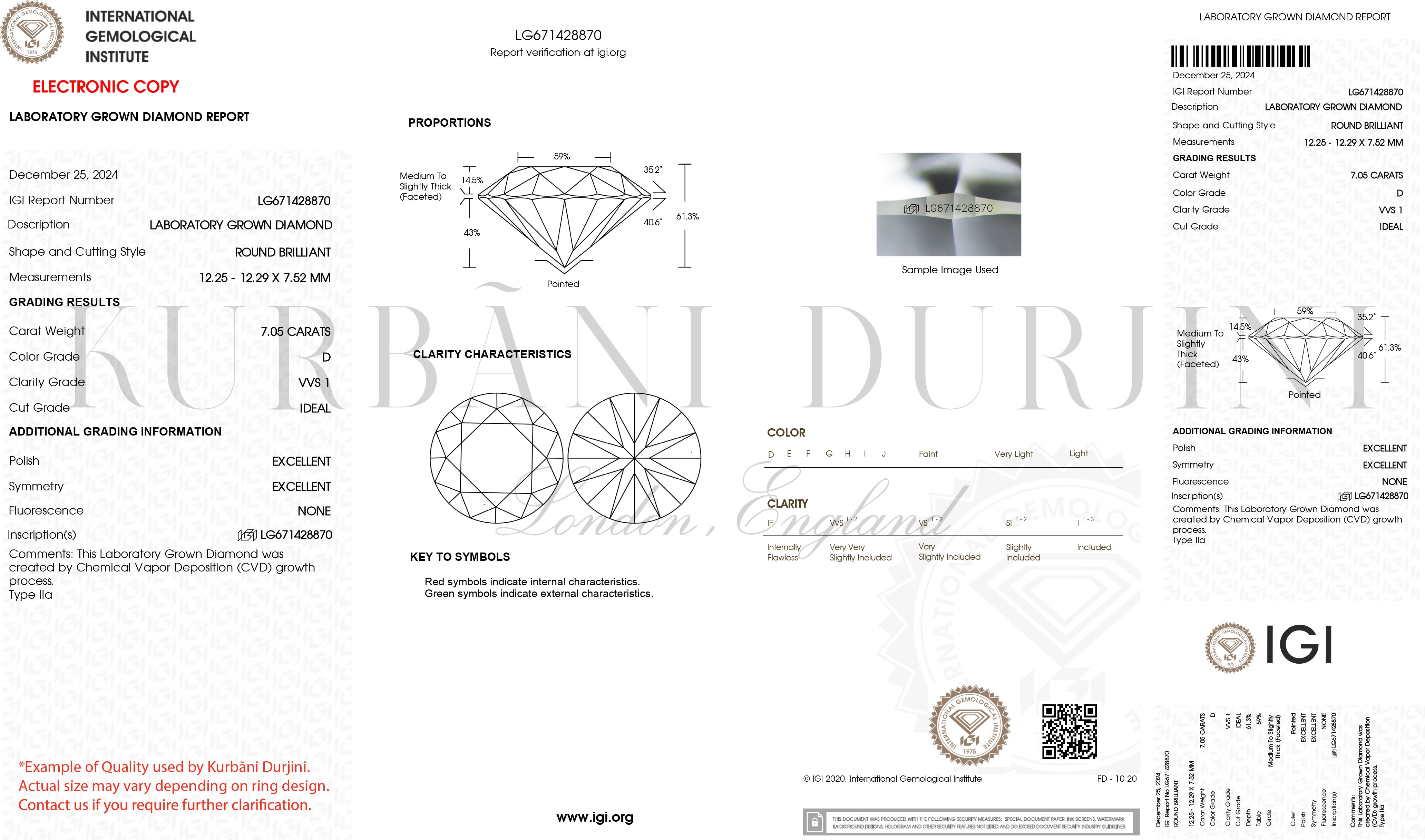 IGI-Round Brilliant cut certficate -Kurbãni Durjini