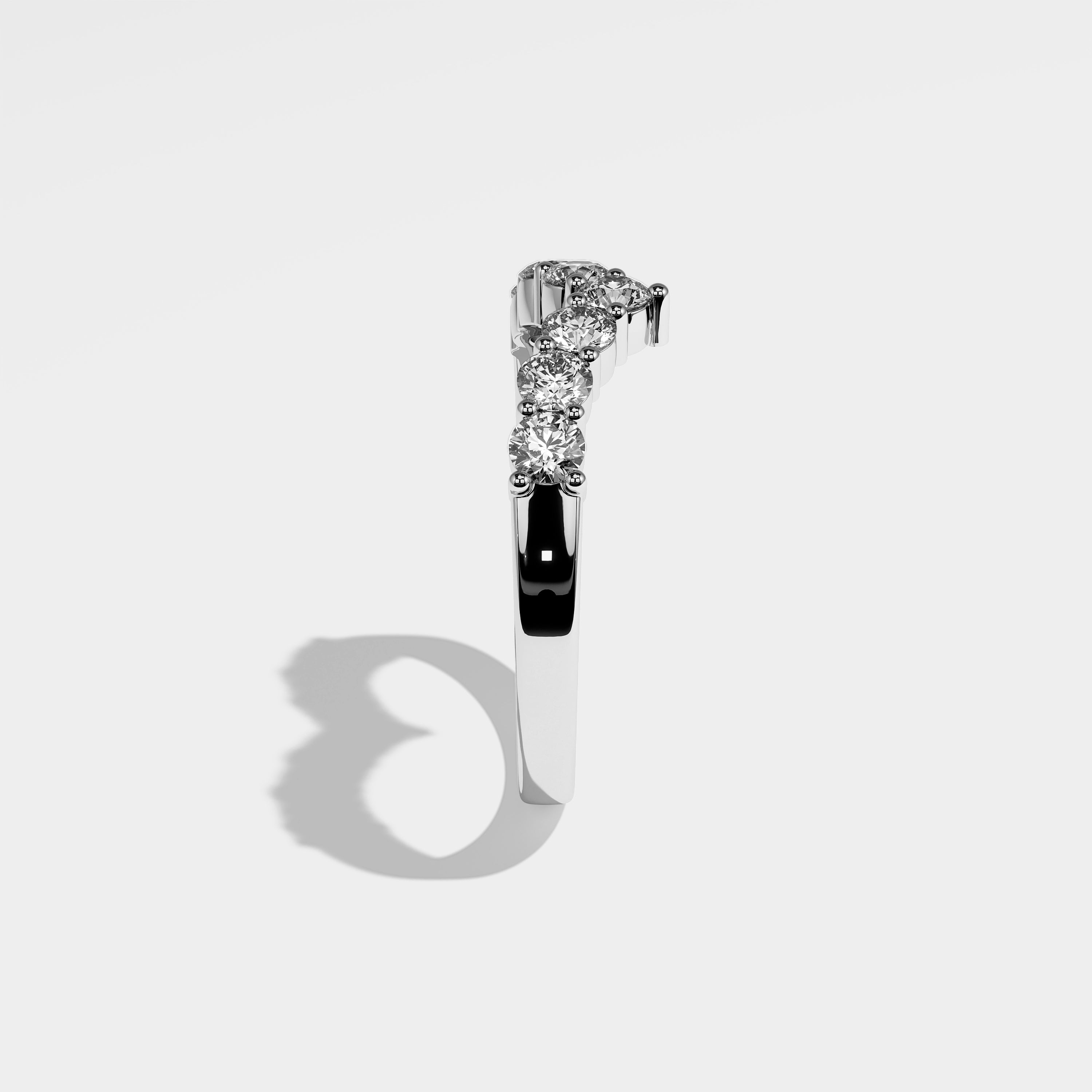 Mimi round brilliant-cut diamond engagement ring in 18K white gold by Kurbãni Durjini, side view