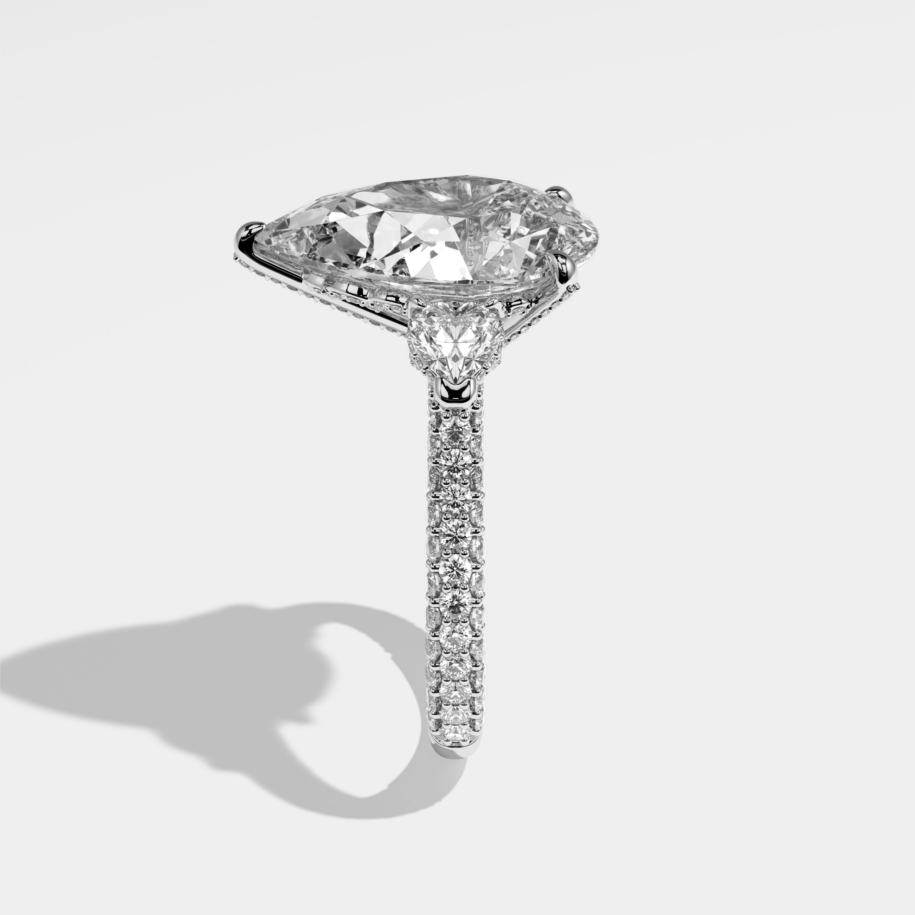 Delia Diamond Pear Halo Engagement Ring 18K White Gold 11.00ct