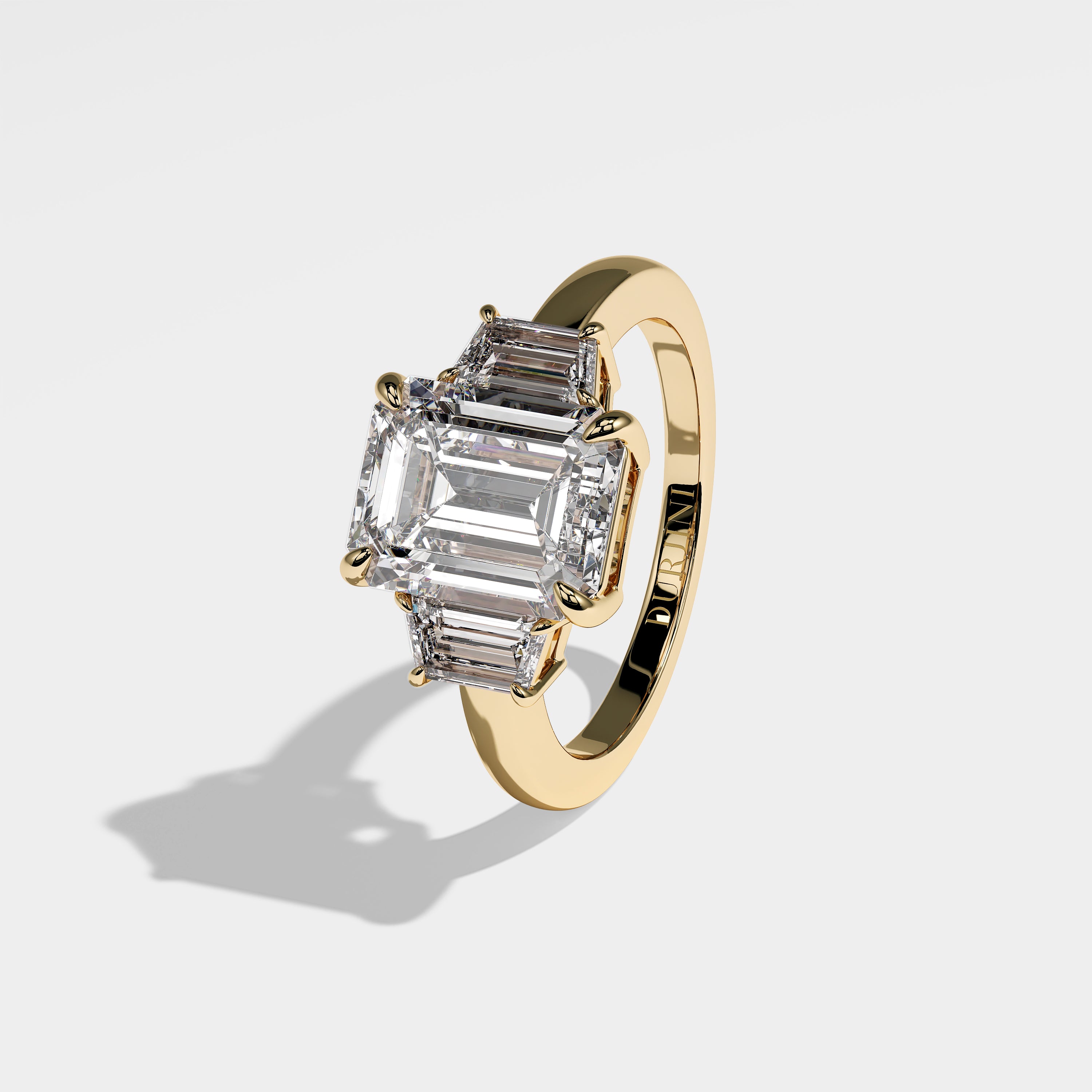 Luna Diamond Emerald Engagement Ring 18K Yellow Gold 4.30ct