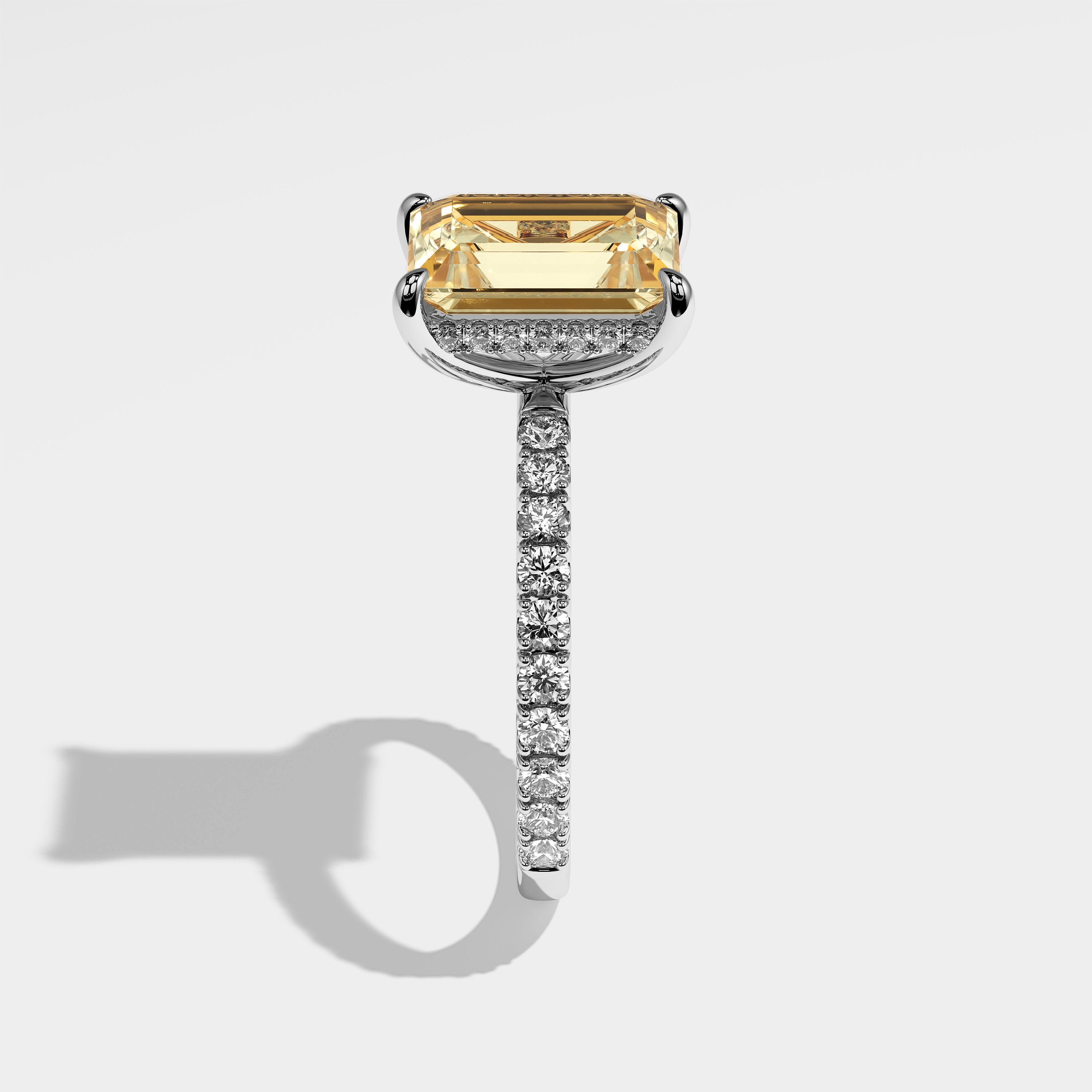 Beth Diamond Yellow Emerald Engagement Ring 18K White Gold 4.50ct