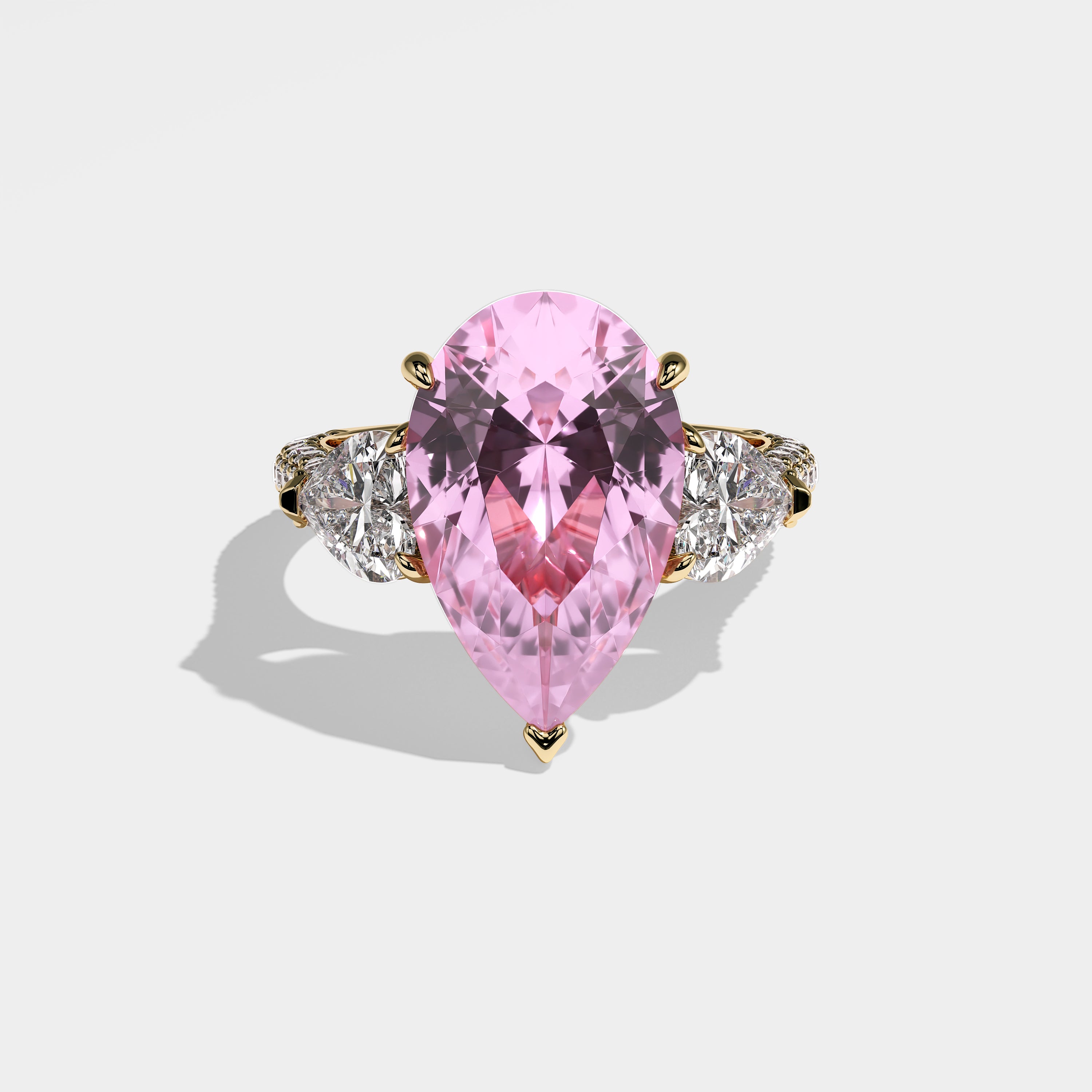 Sabah Diamond Pink Pear Engagement Ring 18K Yellow Gold 6.00ct