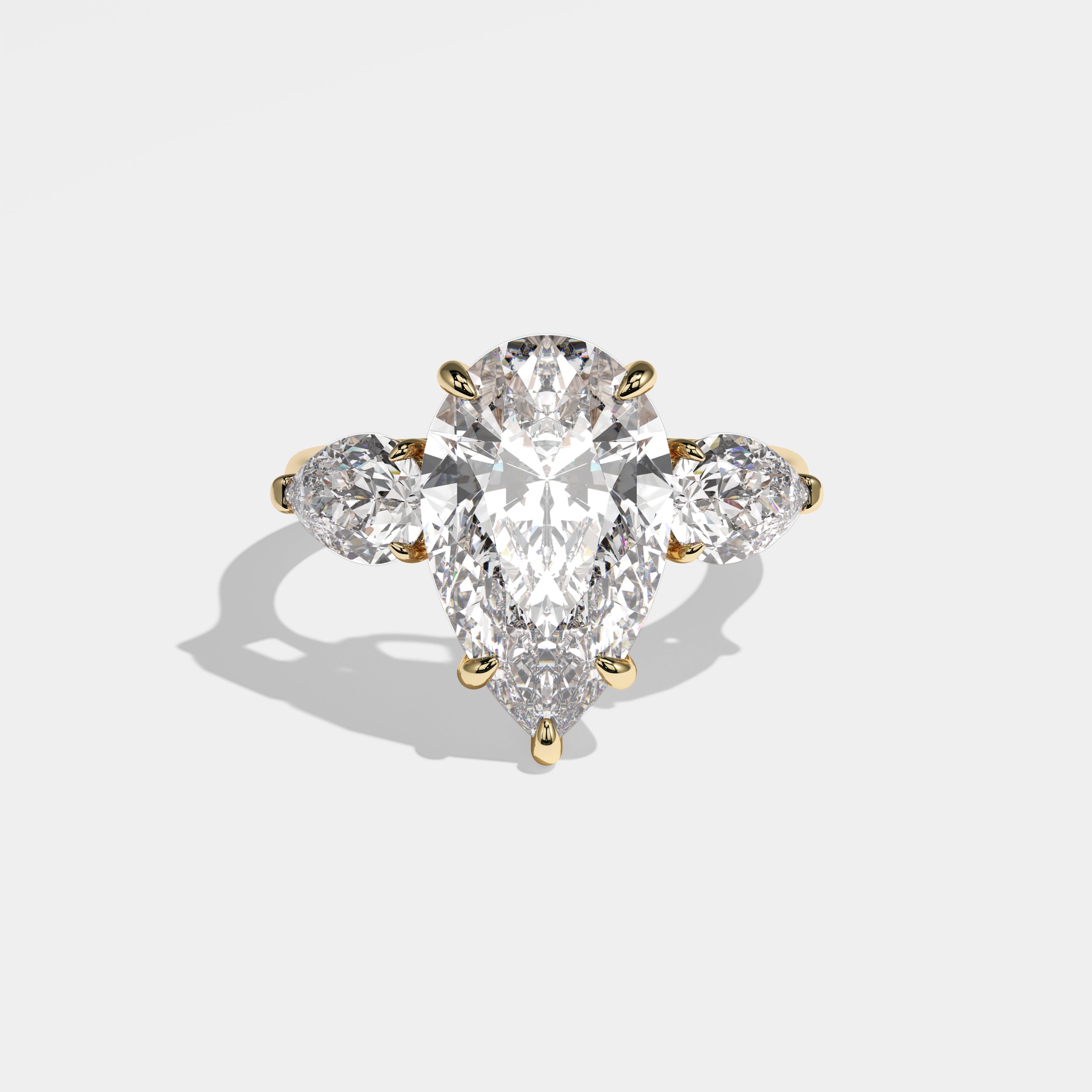 Windfall Diamond Pear Engagement Ring 18K Yellow Gold 8.50ct