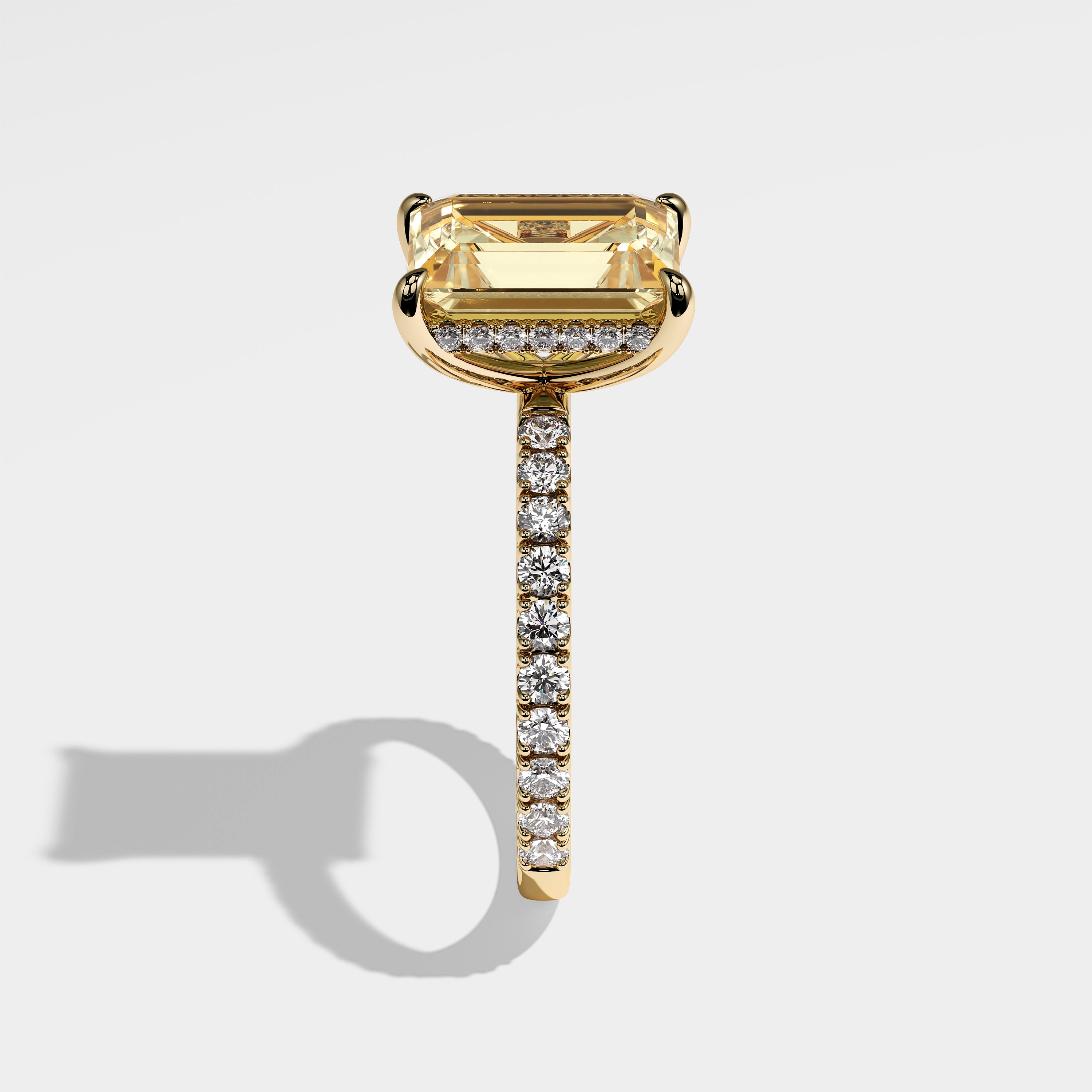 Macy Diamond Yellow Emerald Engagement Ring 18K Yellow Gold 4.50ct
